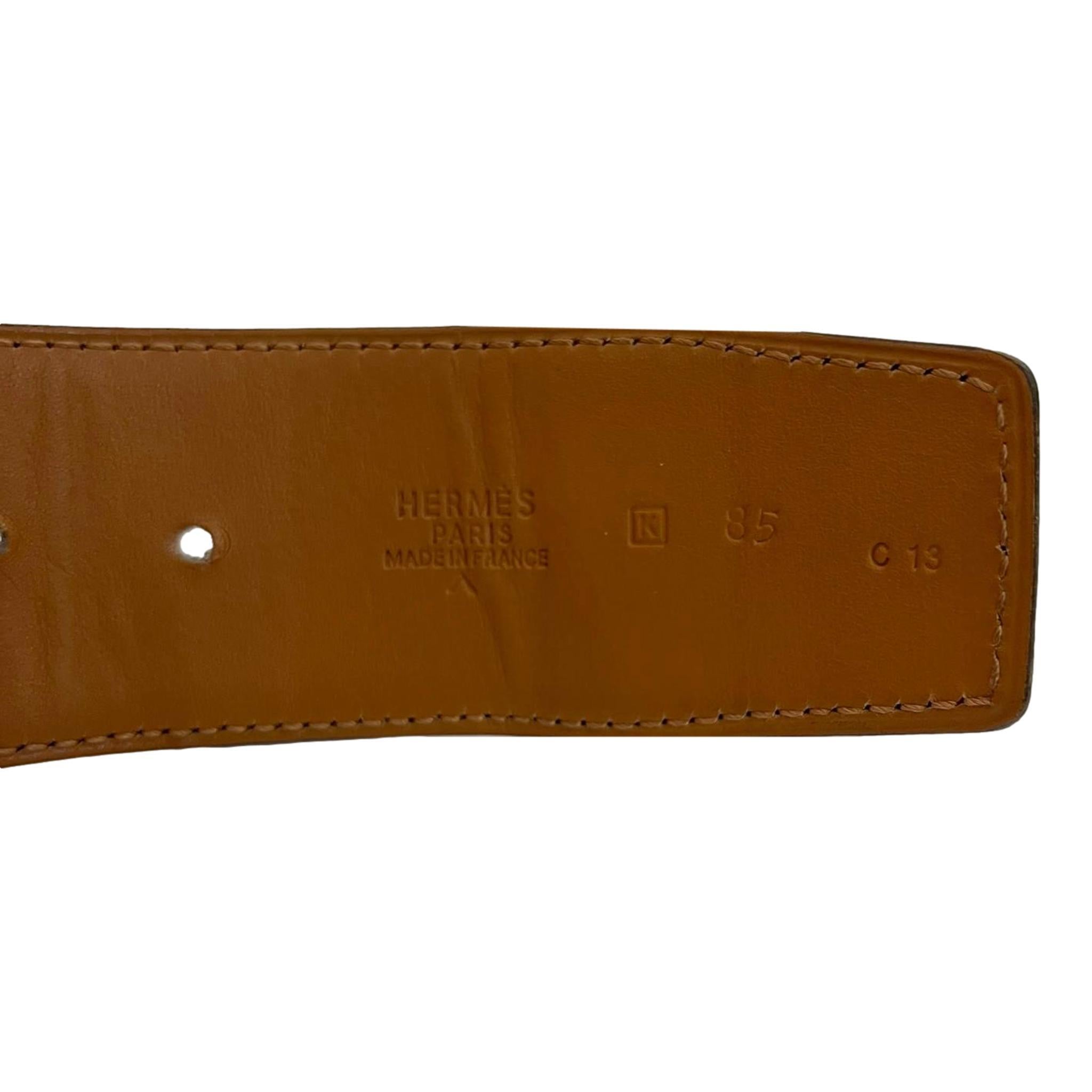 Hermes Shiny Crocodile Skin Belt With Large 'H' Palladium Buckle For Sale 1