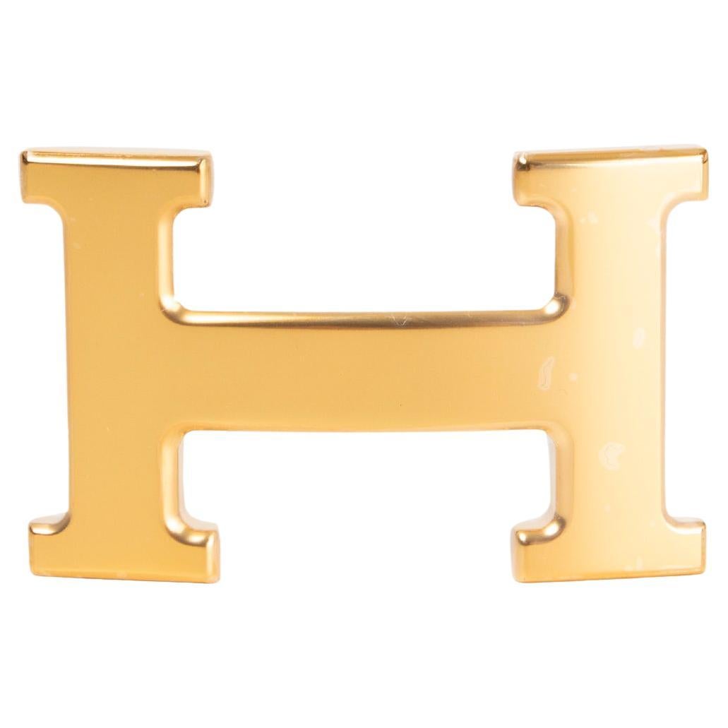 HERMES shiny gold H 5382 32mm Belt Buckle