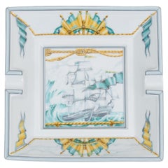 Hermès Ship & Flags Porcelain Ashtray