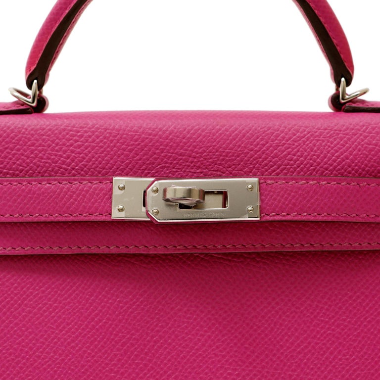 Hermes Mini Kelly Bag in Original Epsom Leather Dark Pink