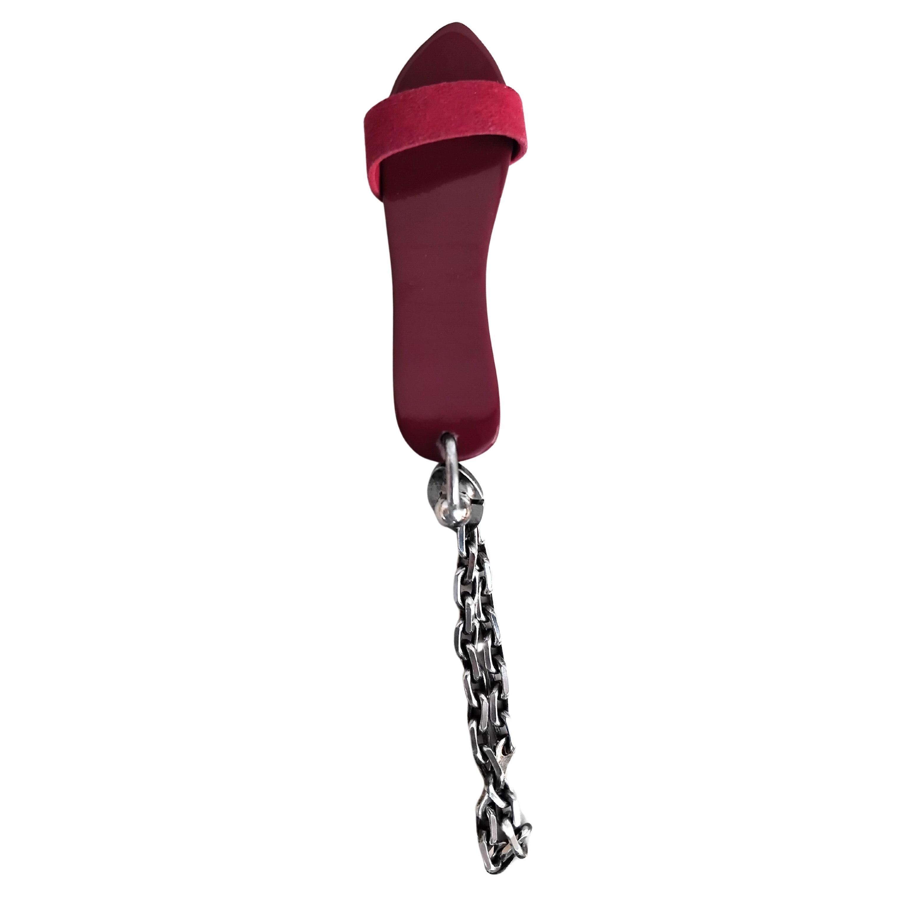 Women's Hermès Shoe Shaped Lacquered Wood Key Ring Charm For Sale