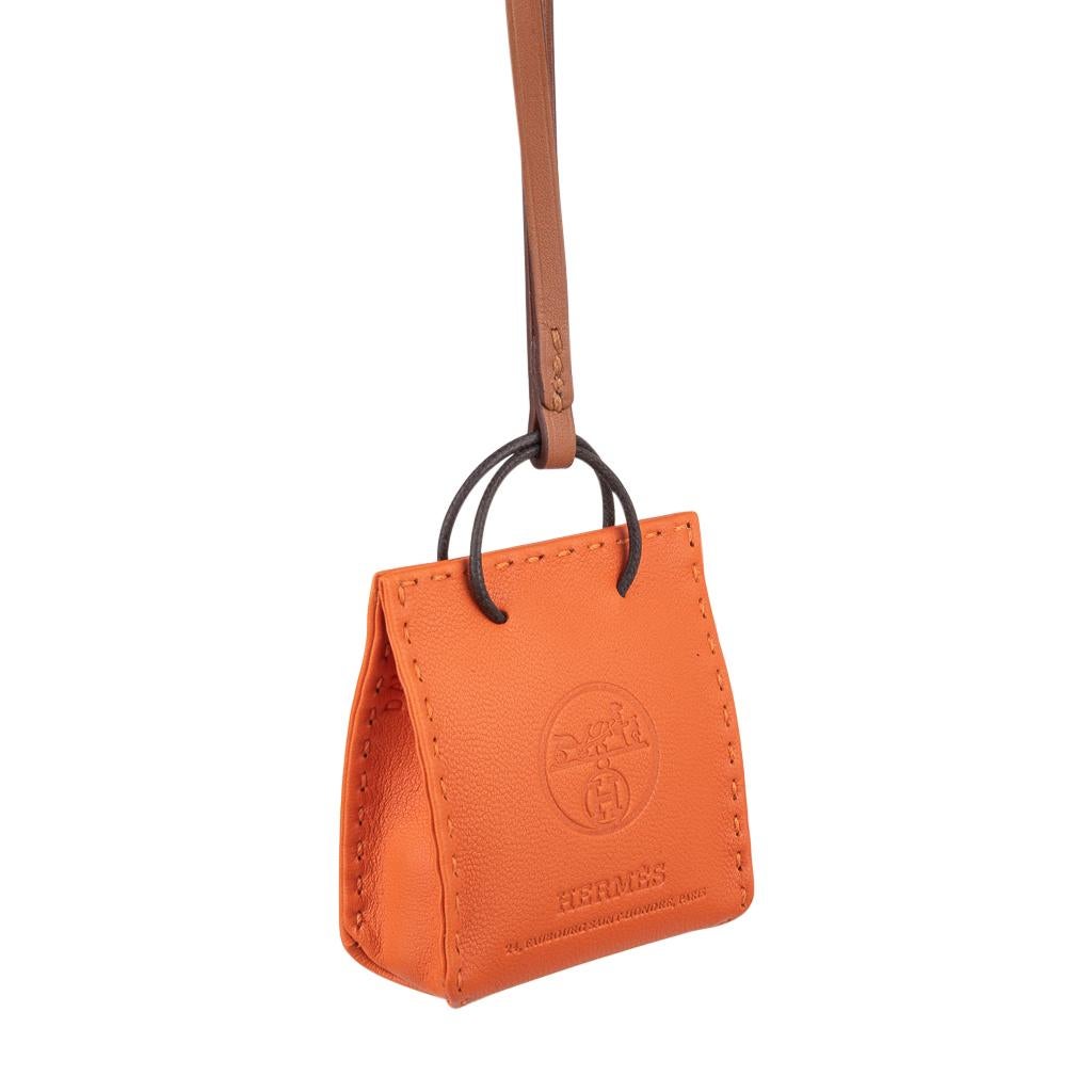 Women's or Men's Hermes Shopping Bag Orange Bag Charm For Sale