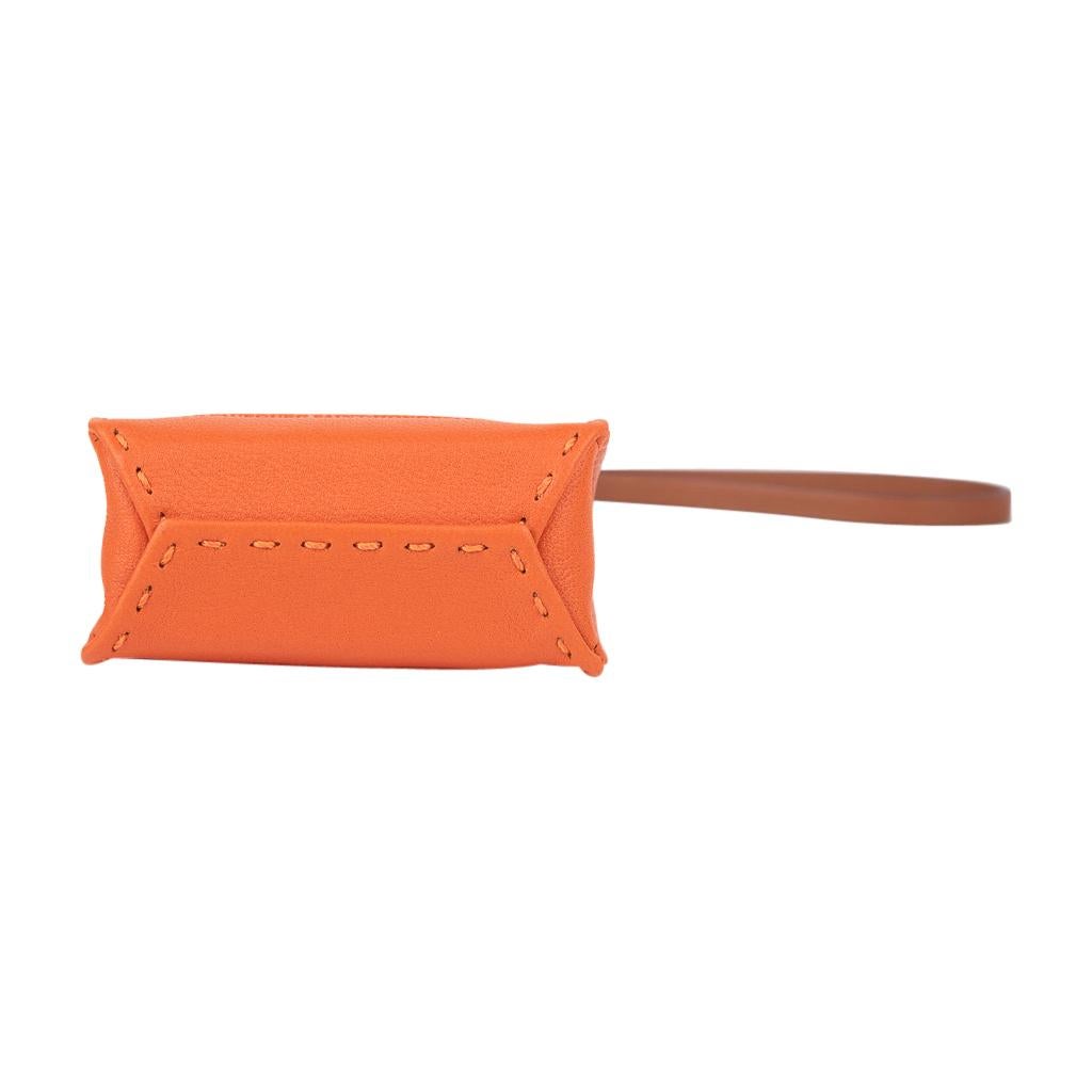 Hermes Shopping Bag Orange Bag Charm New w/ Box 1