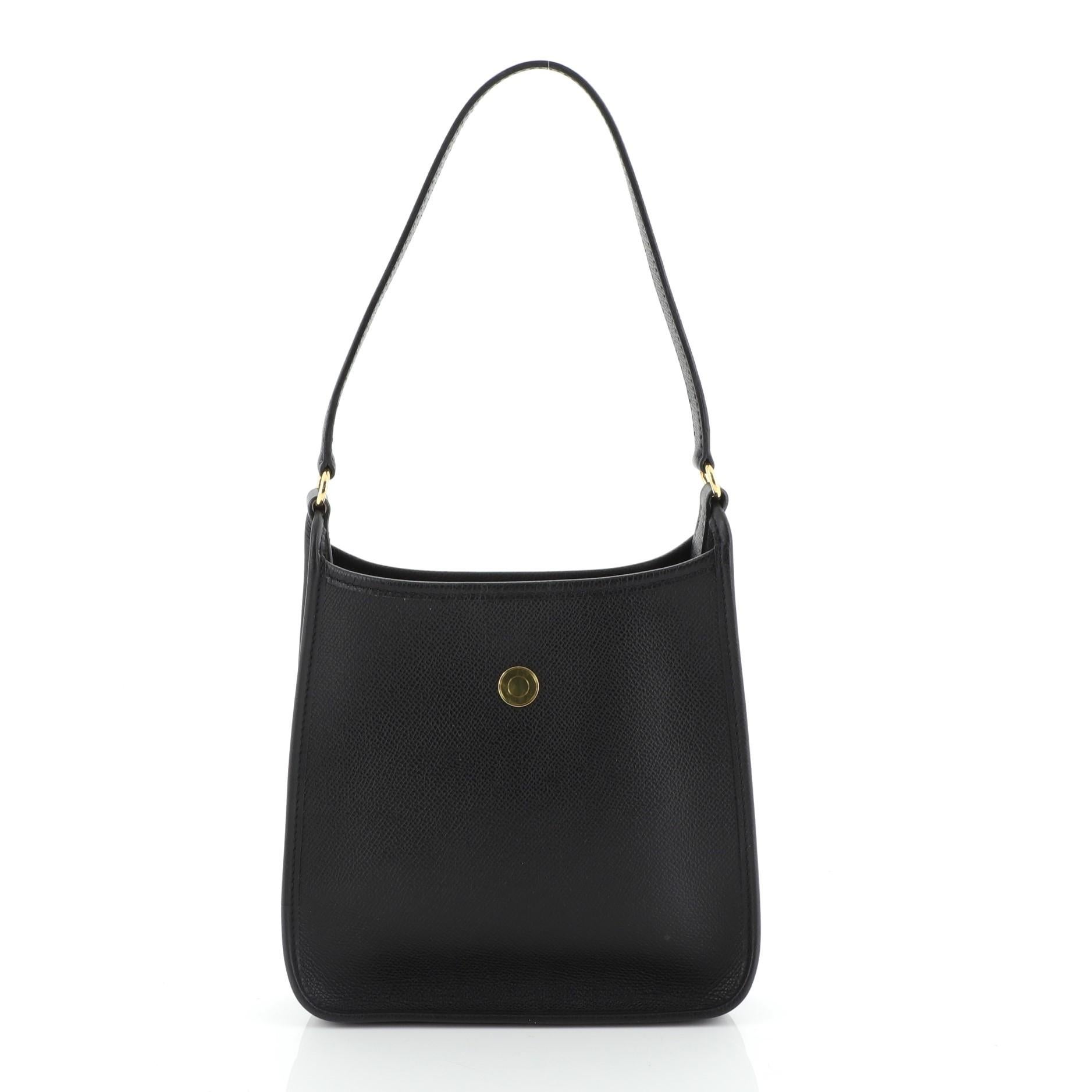 Black Hermes Short Strap Vespa Handbag Epsom TPM