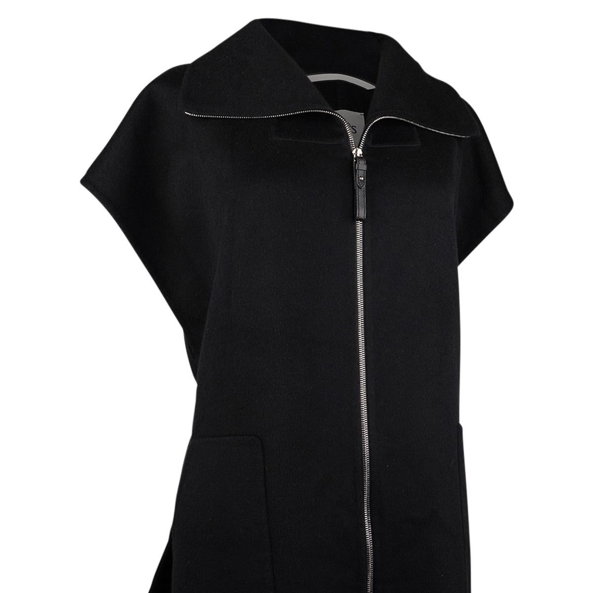 Hermes Short Vest Black Zip Double Face Cashmere 38 / 6 For Sale 6