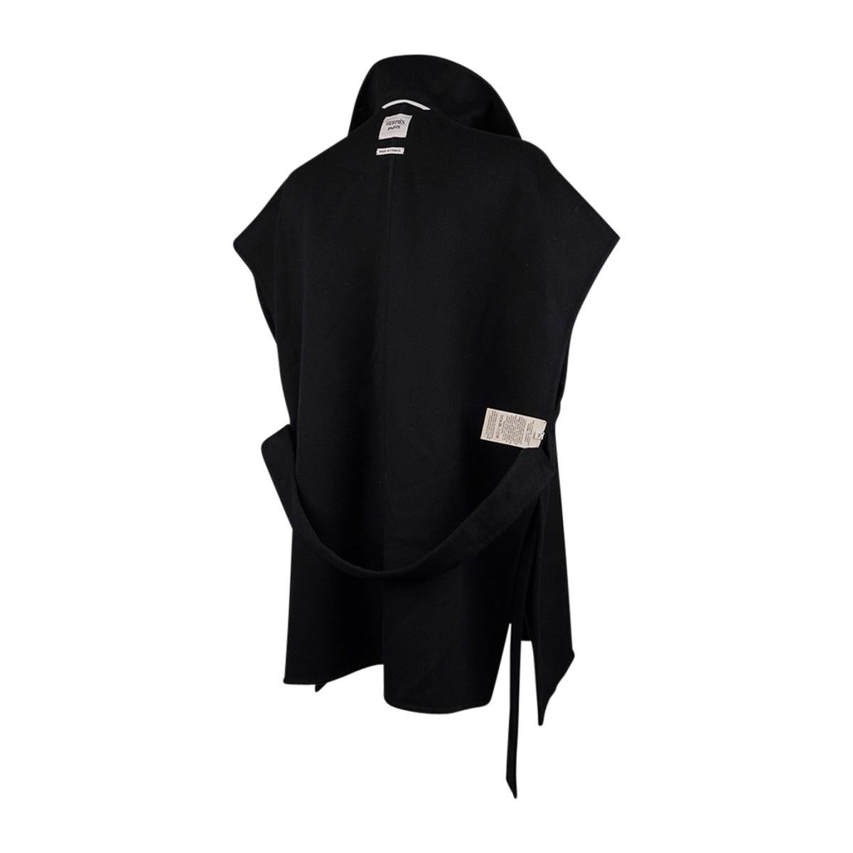 Hermes Short Vest Black Zip Double Face Cashmere 38 / 6 For Sale 9