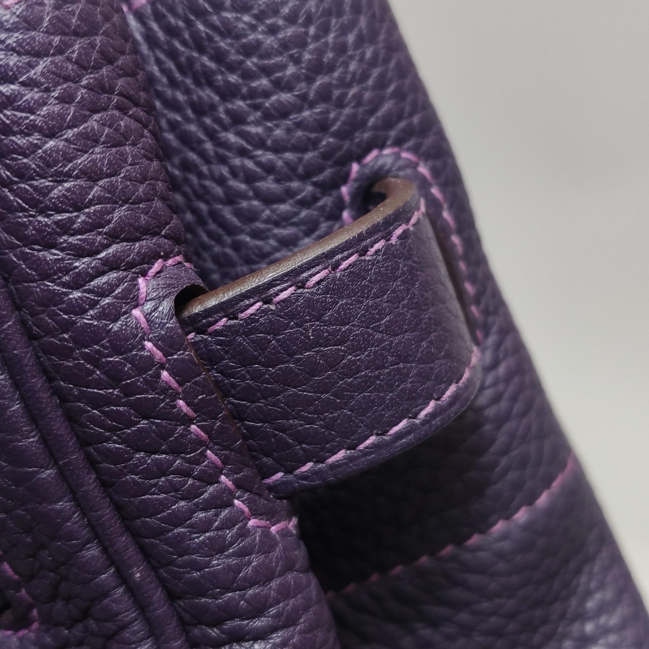 Hermes Schulter Birkin 42 HSS Sonderbestellung Togo Cassis Violett Anemone Interieur im Angebot 5
