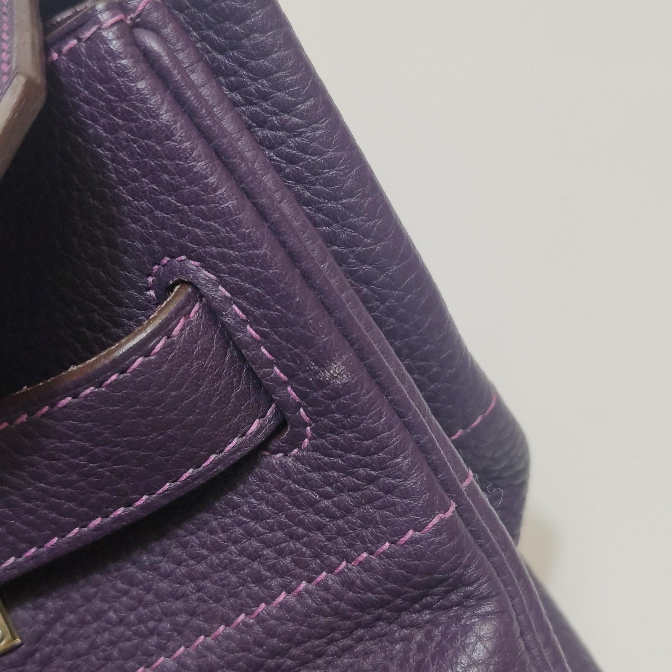 Hermes Schulter Birkin 42 HSS Sonderbestellung Togo Cassis Violett Anemone Interieur im Angebot 6