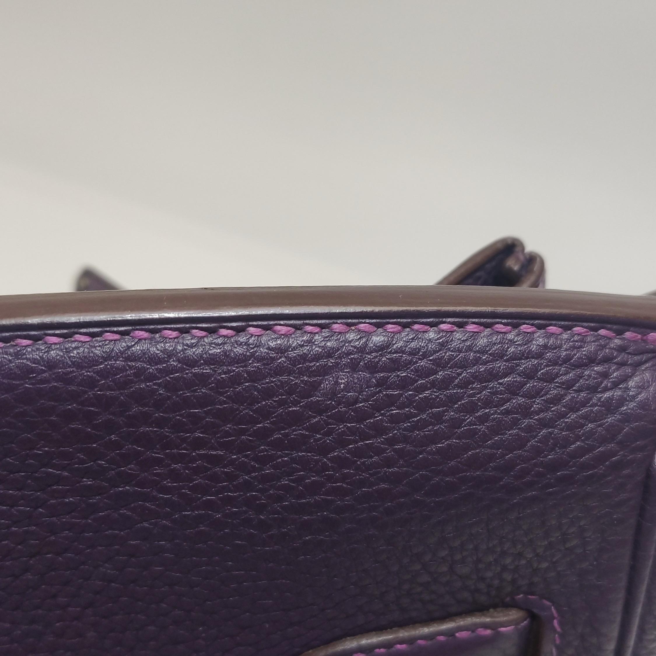 Hermes Schulter Birkin 42 HSS Sonderbestellung Togo Cassis Violett Anemone Interieur im Angebot 7
