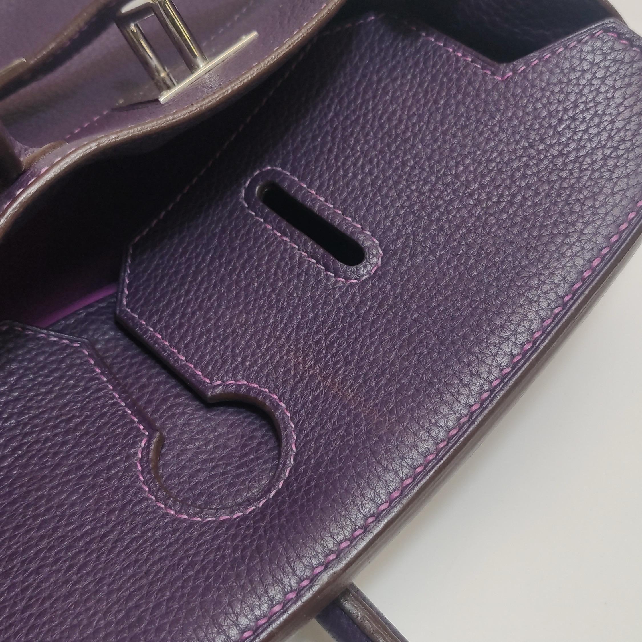 Hermes Schulter Birkin 42 HSS Sonderbestellung Togo Cassis Violett Anemone Interieur im Angebot 9