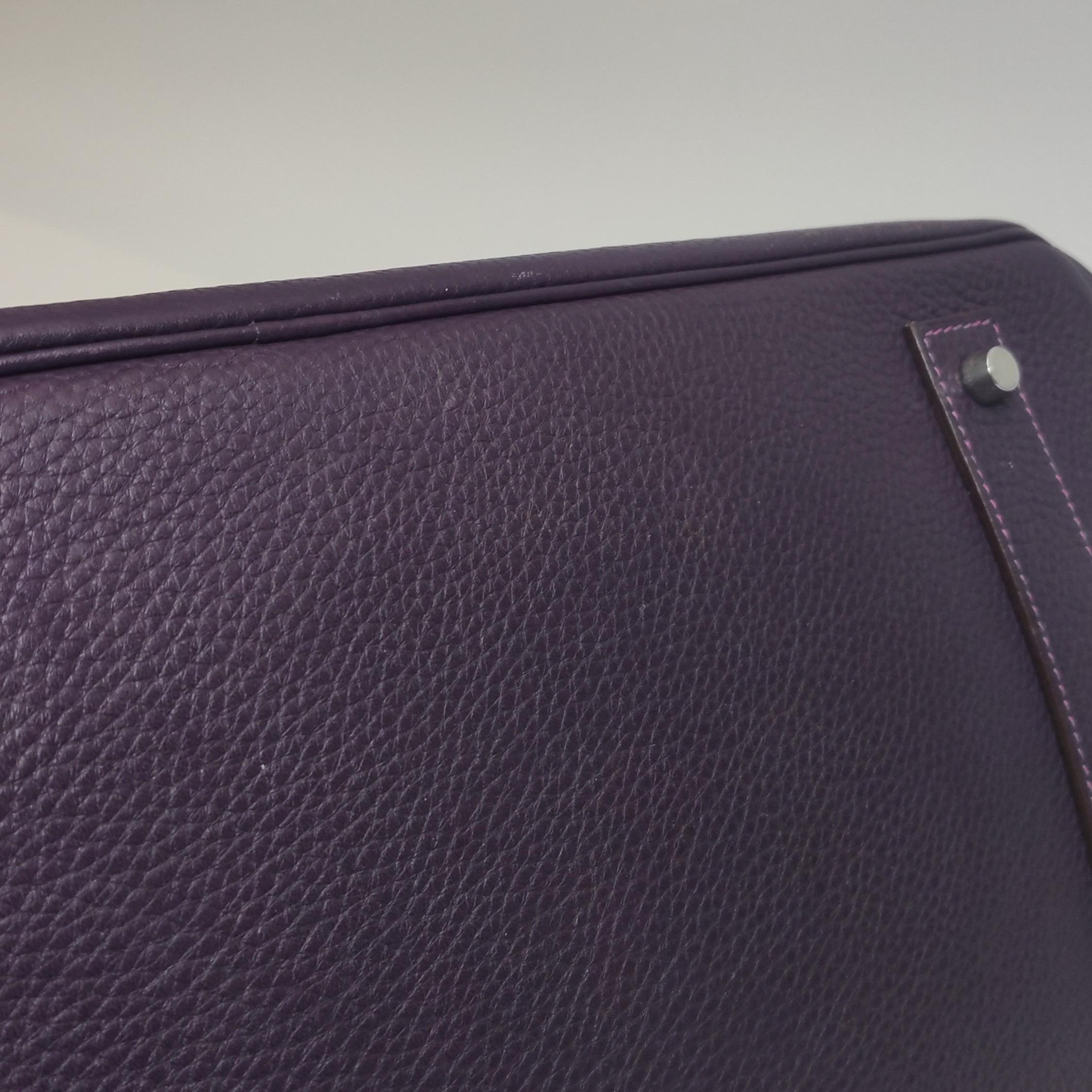 Hermes Schulter Birkin 42 HSS Sonderbestellung Togo Cassis Violett Anemone Interieur im Angebot 10