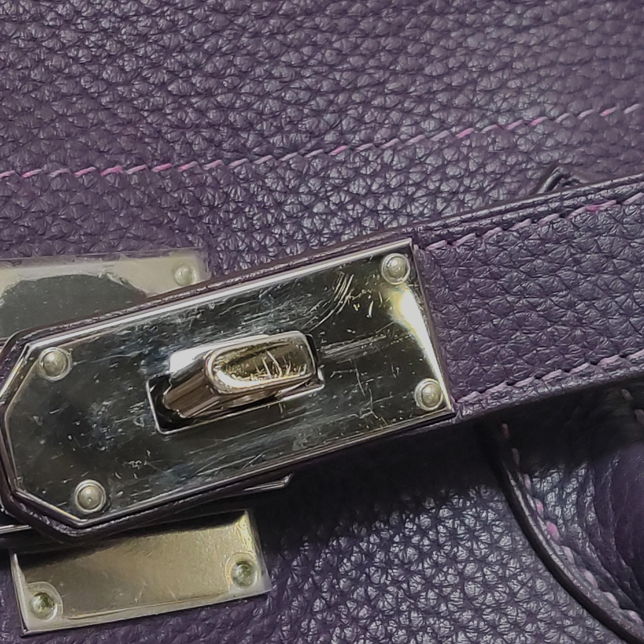 Hermes Schulter Birkin 42 HSS Sonderbestellung Togo Cassis Violett Anemone Interieur im Angebot 11
