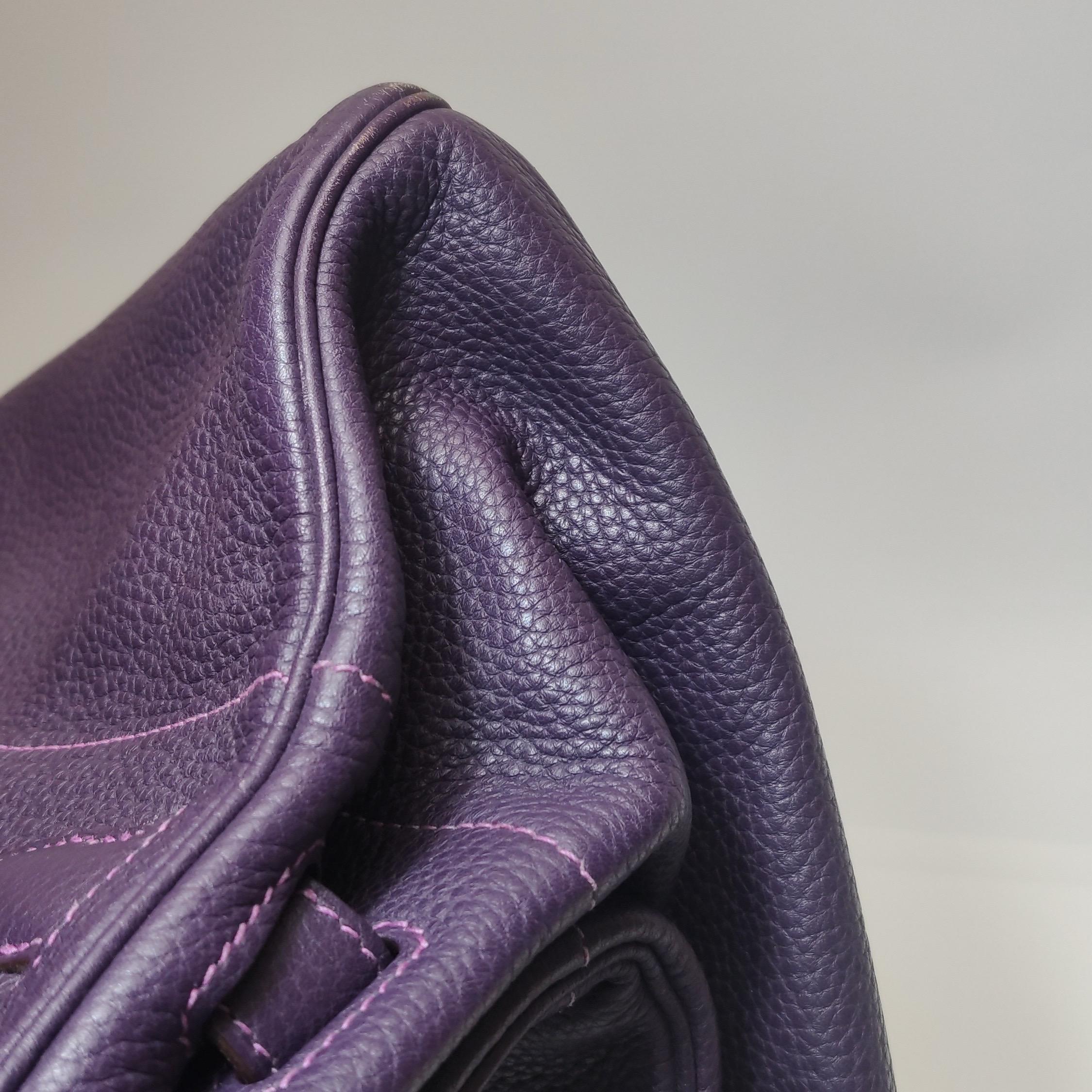 Hermes Schulter Birkin 42 HSS Sonderbestellung Togo Cassis Violett Anemone Interieur im Angebot 12