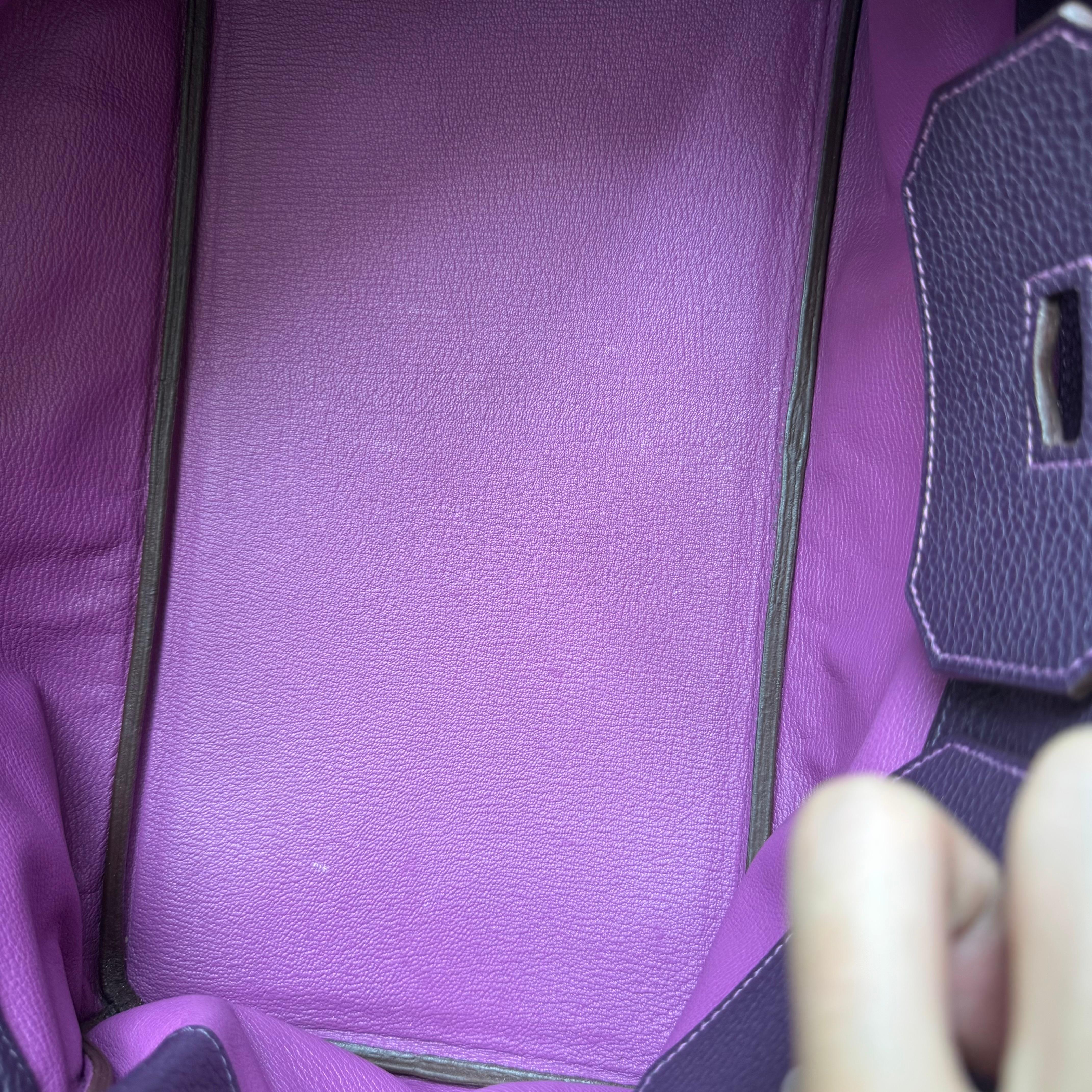 Hermes Birkin 42 HSS a tracolla Ordine speciale Togo Cassis Viola Anemone Interno in vendita 14