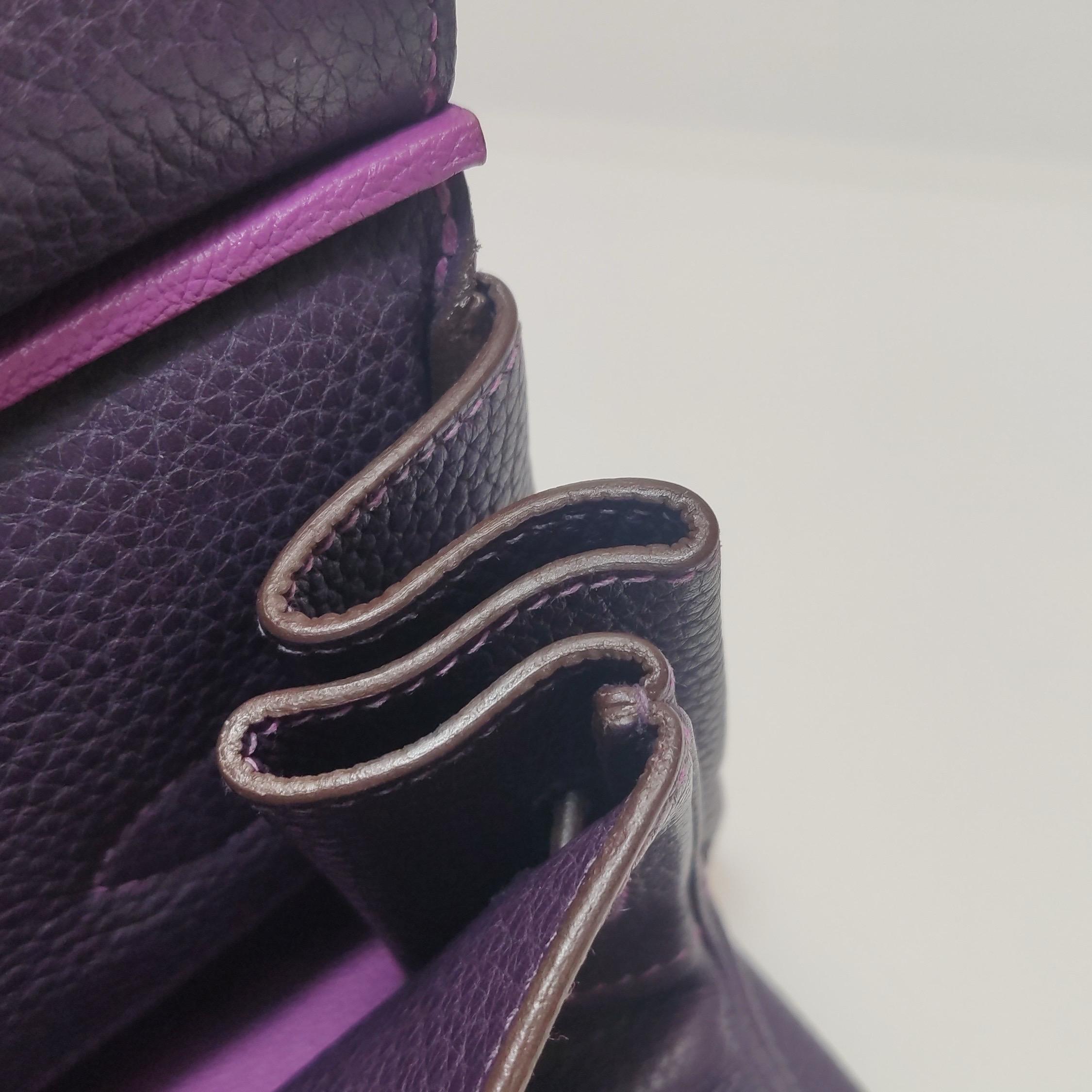 Hermes Schulter Birkin 42 HSS Sonderbestellung Togo Cassis Violett Anemone Interieur im Angebot 15