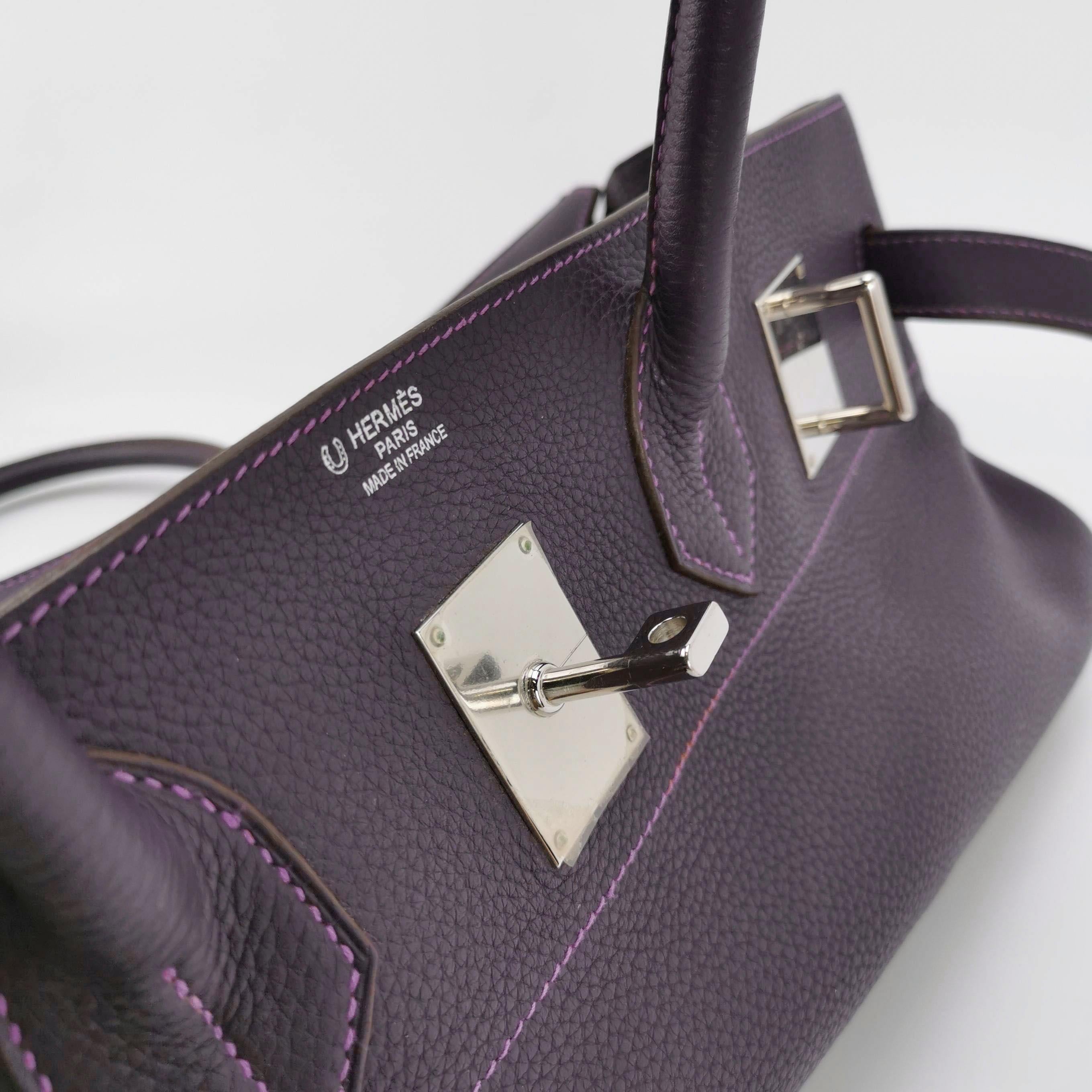 Hermes Schulter Birkin 42 HSS Sonderbestellung Togo Cassis Violett Anemone Interieur im Angebot 1