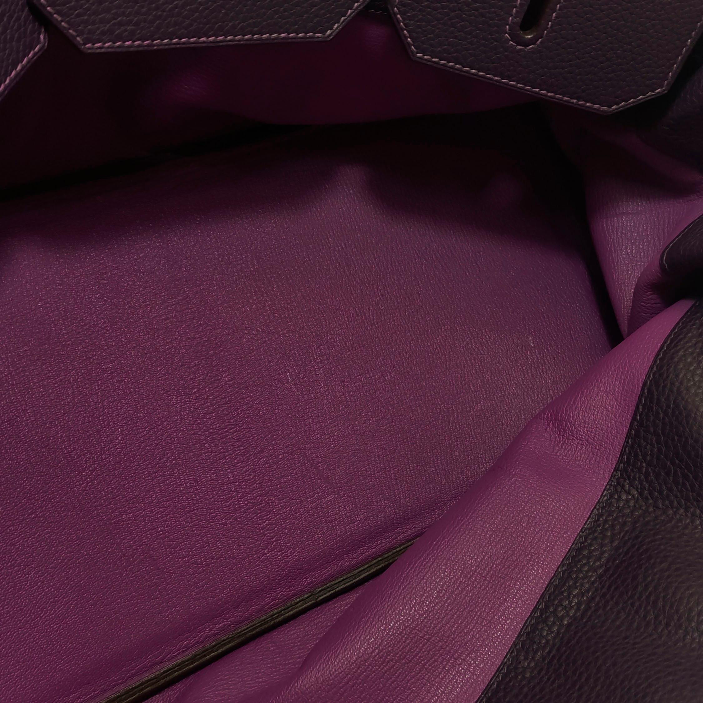 Hermes Schulter Birkin 42 HSS Sonderbestellung Togo Cassis Violett Anemone Interieur im Angebot 2