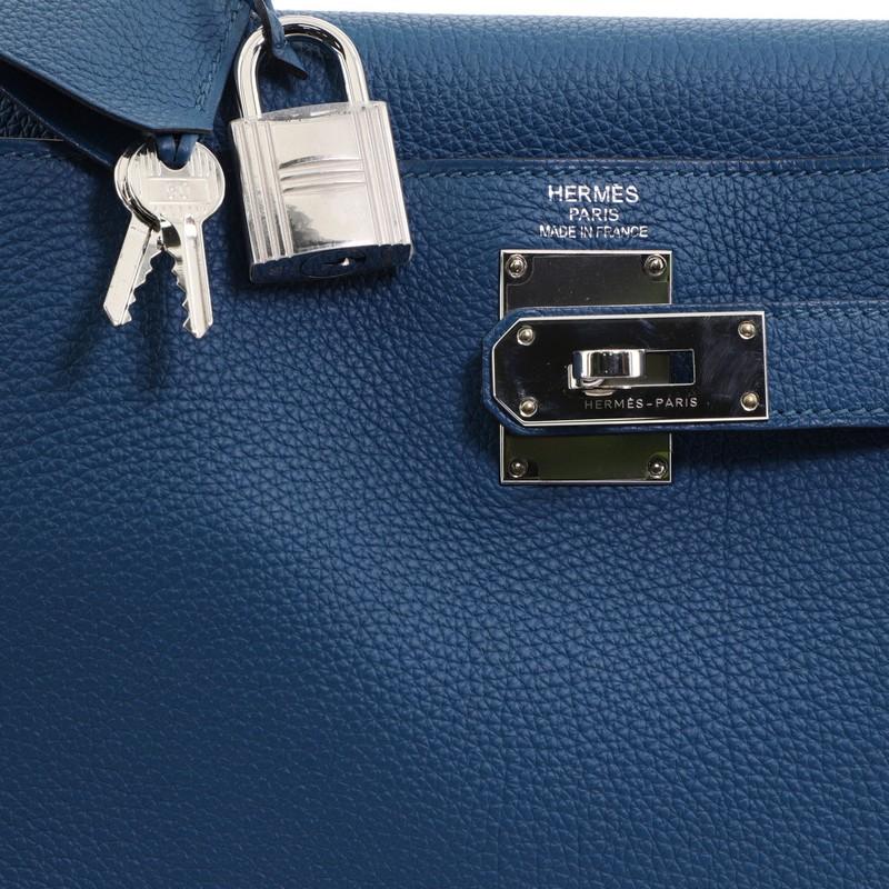 Blue Hermes Shoulder Kelly Handbag Togo 42