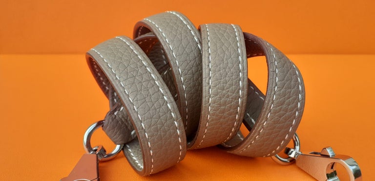Hermès Shoulder Strap Etoupe Togo Leather Palladium Hardware at 1stDibs