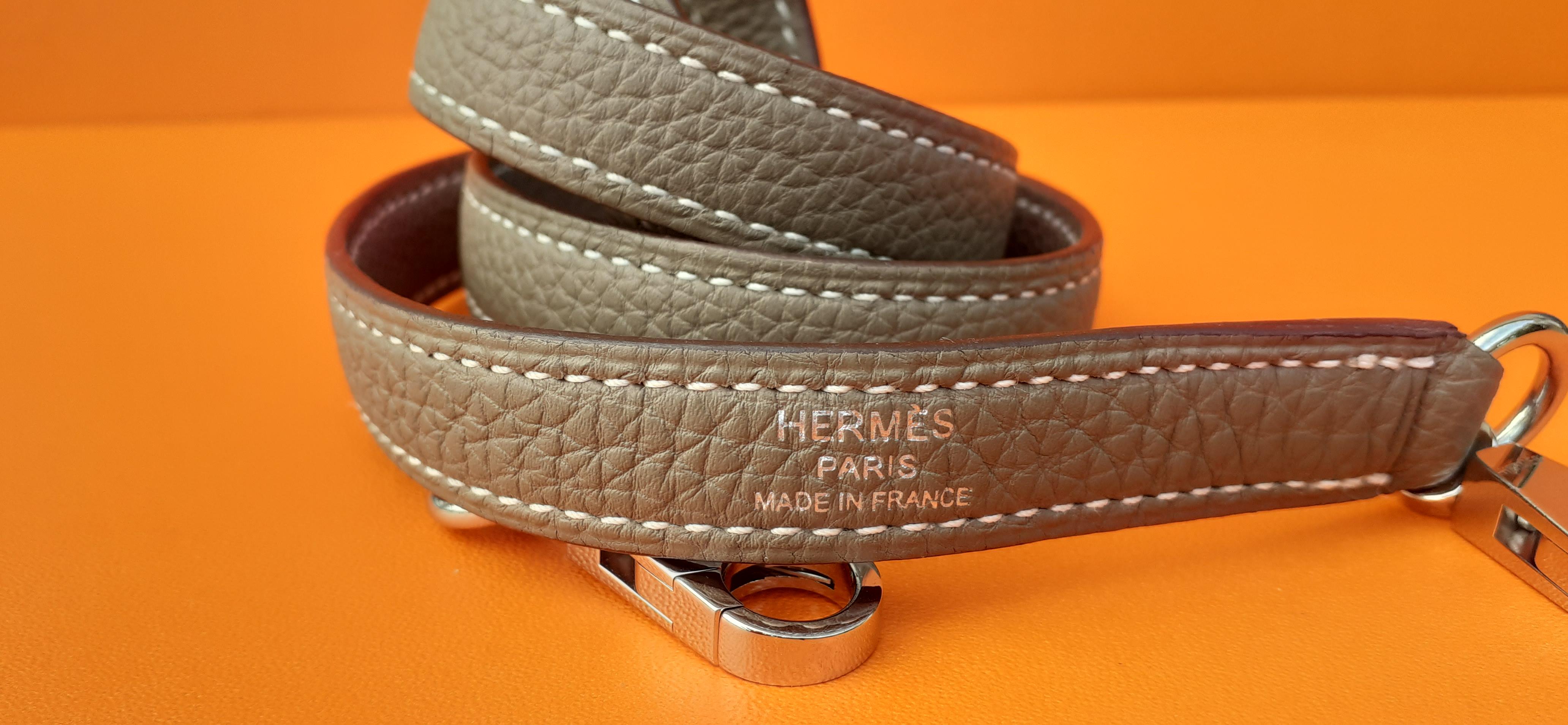 Gray Hermès Shoulder Strap Etoupe Togo Leather Palladium Hardware 