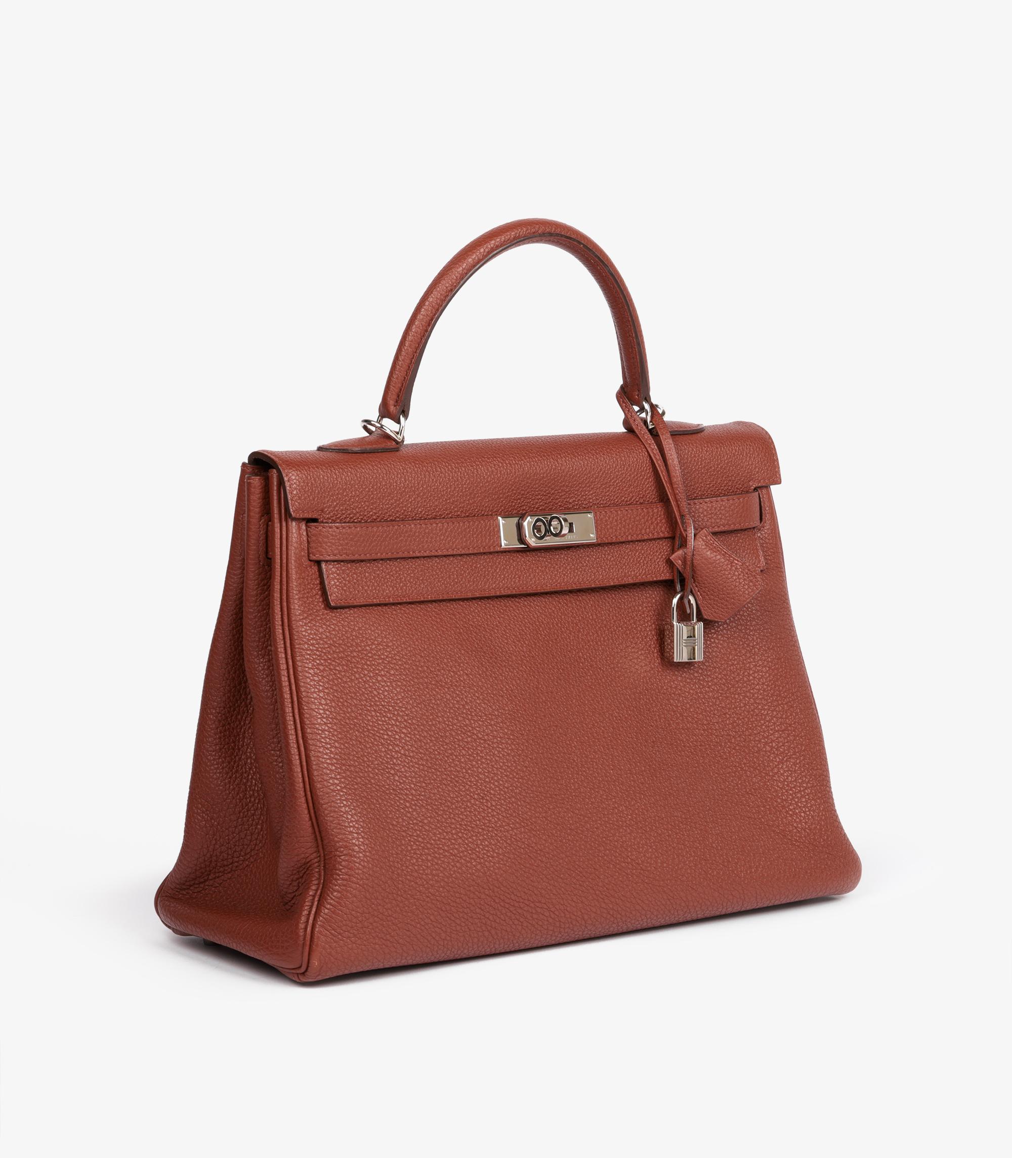 Hermès Sienne Clemence Leather Kelly 35cm Retourne (Braun) im Angebot
