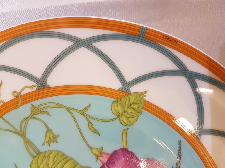 Hermes Siesta Island Porcelain Set of Two Dessert Plates, Modern at