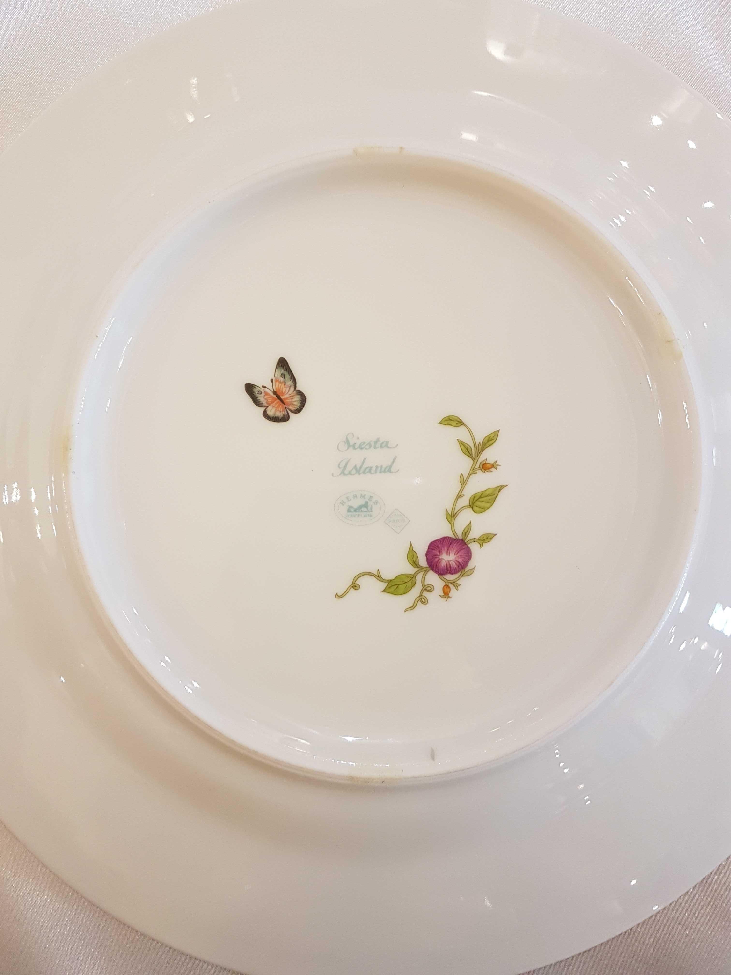 Painted Hermes Siesta Island Porcelain Set of Two Dessert Plates, Modern