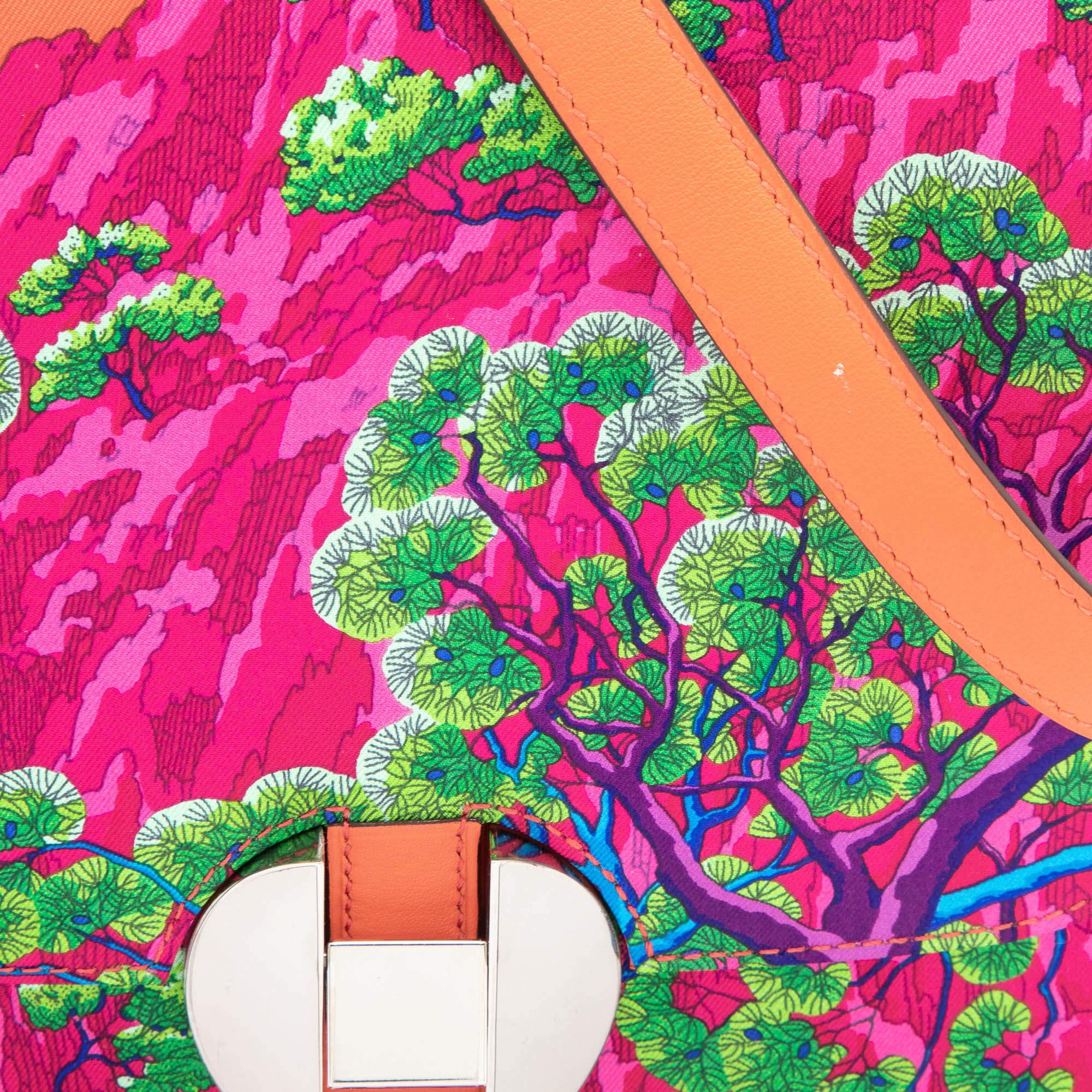 Hermes Sieste Au Paradis Seide und Swift Leder Palladium Finish 2002 - 20 Tasche 6