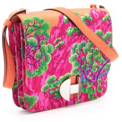 Hermes Sieste Au Paradis Silk and Swift Leather Palladium Finish 2002 - 20 Bag