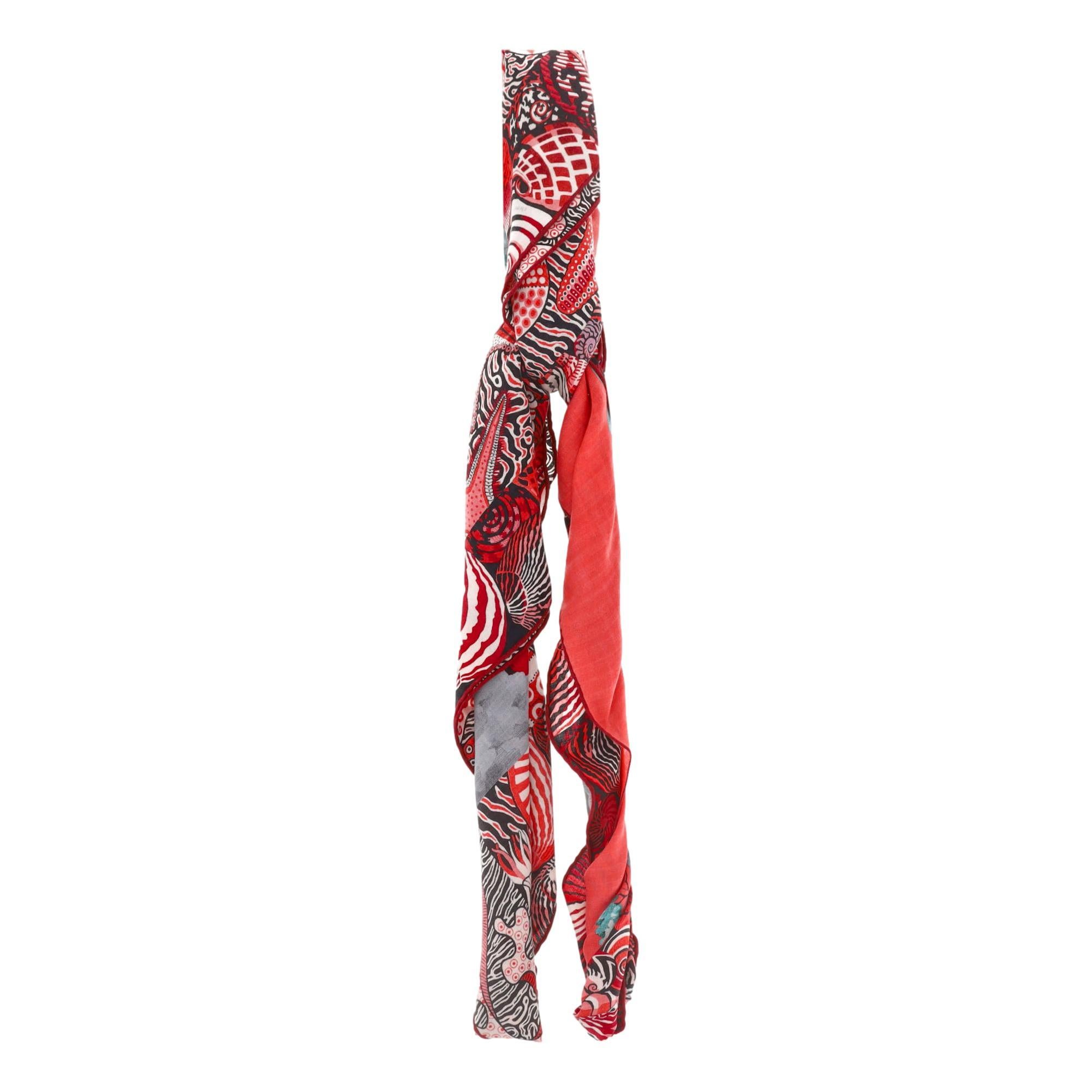 Black Hermès 'Sieste au Paradis' Silk & Cashmere Shawl/Scarf By Aline Honore For Sale
