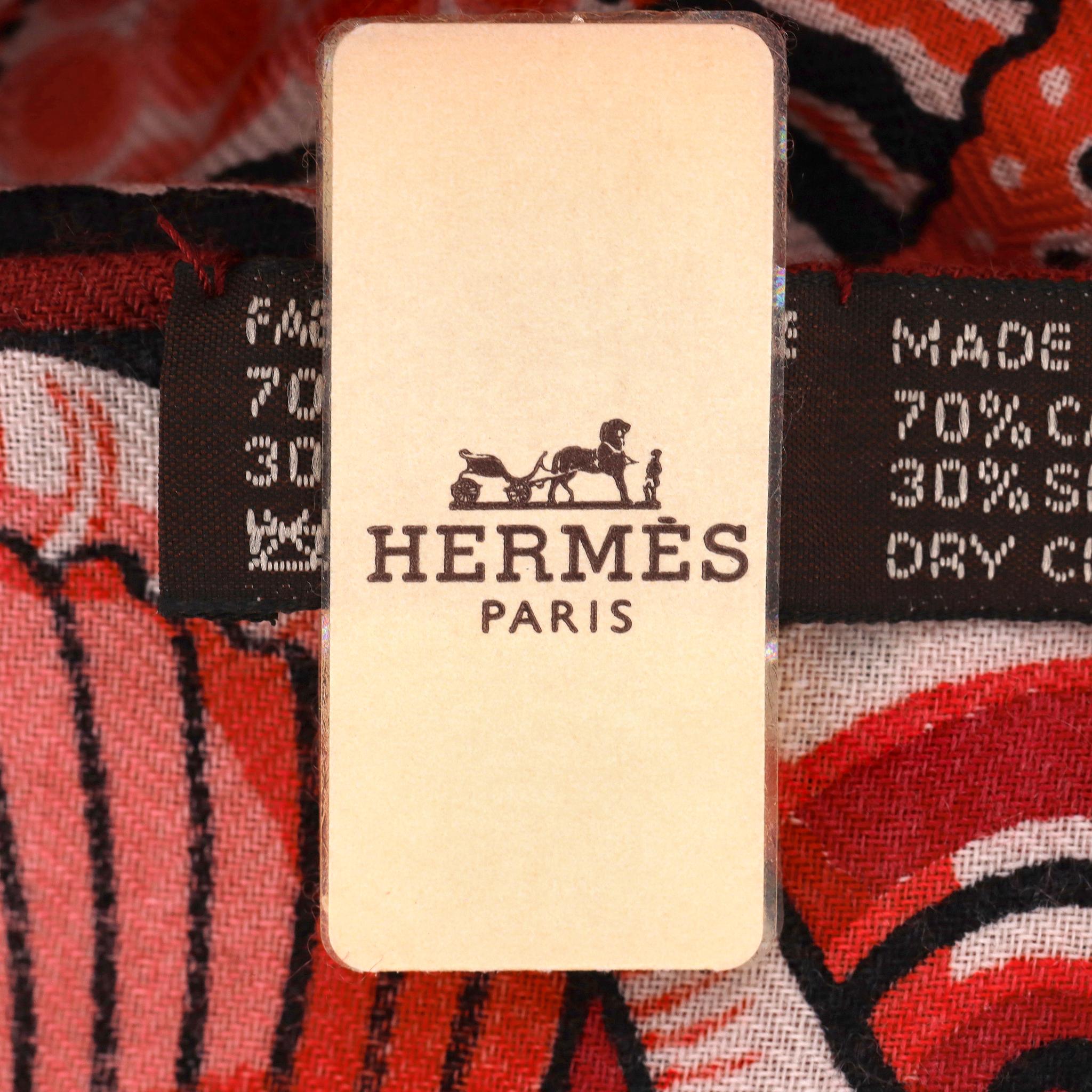 Hermès 'Sieste au Paradis' Silk & Cashmere Shawl/Scarf By Aline Honore For Sale 1