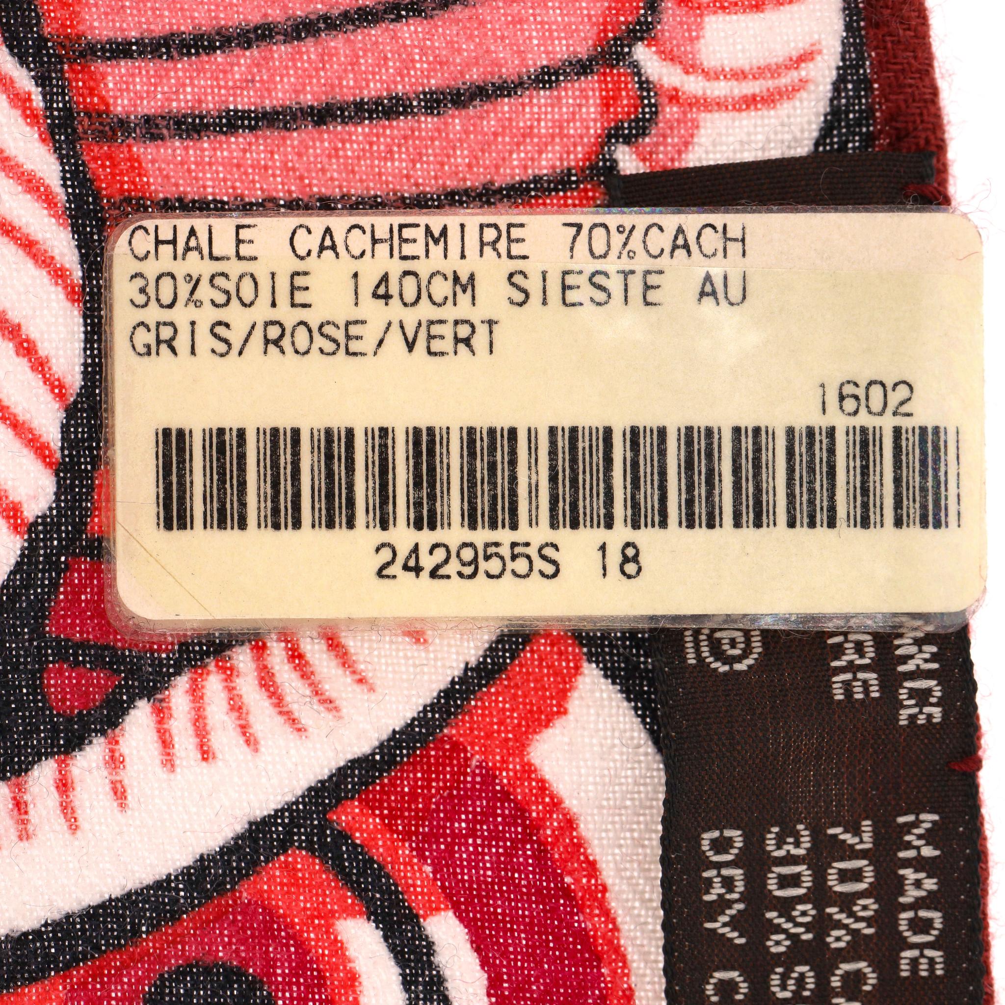 Hermès 'Sieste au Paradis' Silk & Cashmere Shawl/Scarf By Aline Honore For Sale 2