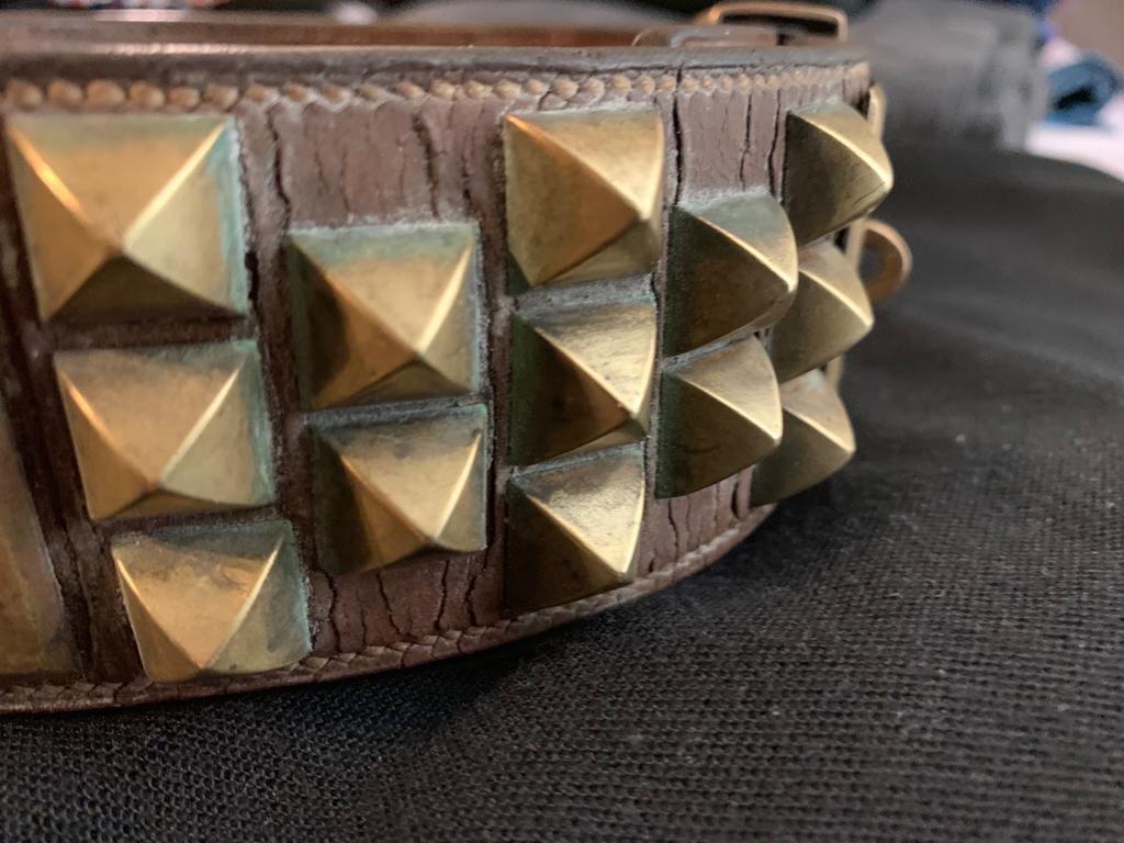 Hermès Signed Stitched Leather and Bronze Dog Collar Necklace, Paris, 1930s For Sale 3