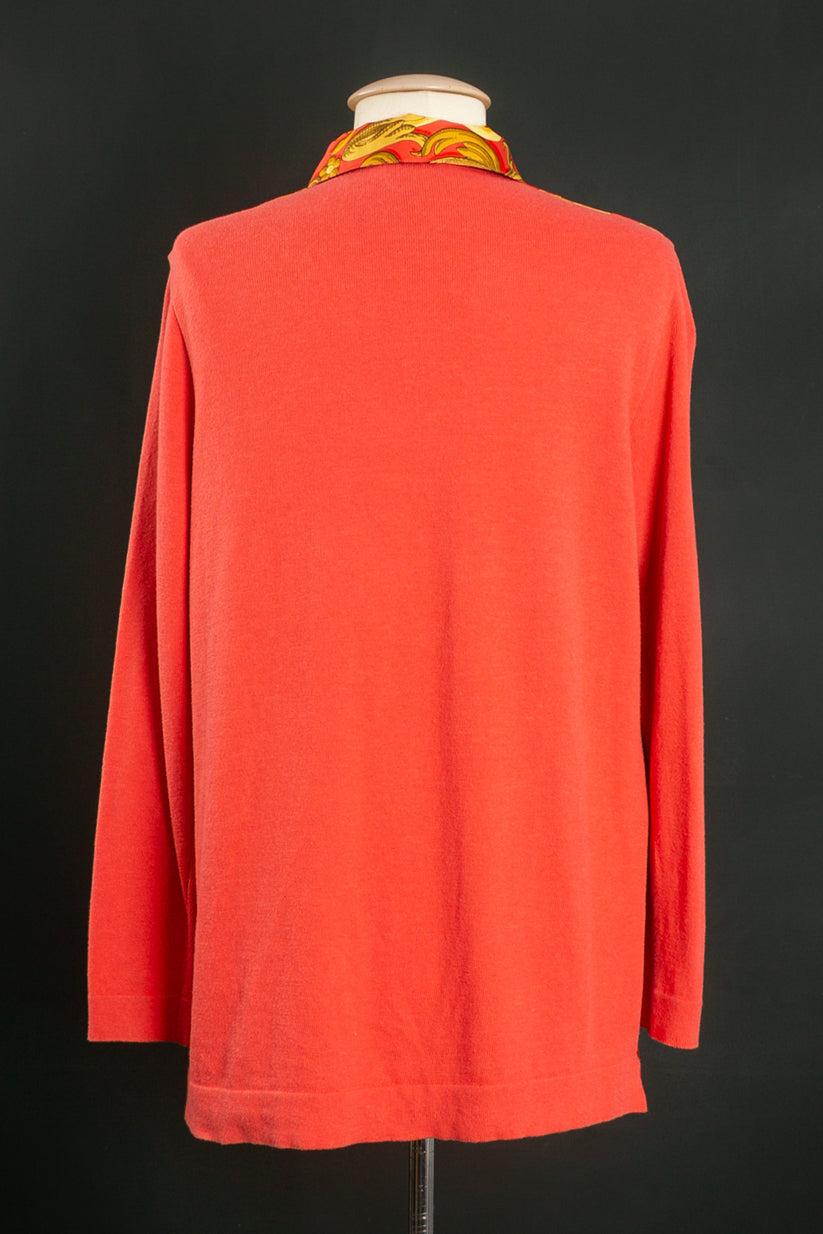Red Hermès Silk and Cashmere Polo Shirt For Sale