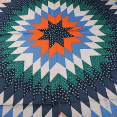 Hermes Silk and Cashmere Shawl 140 American Quilts Noisette Naturel and Vert