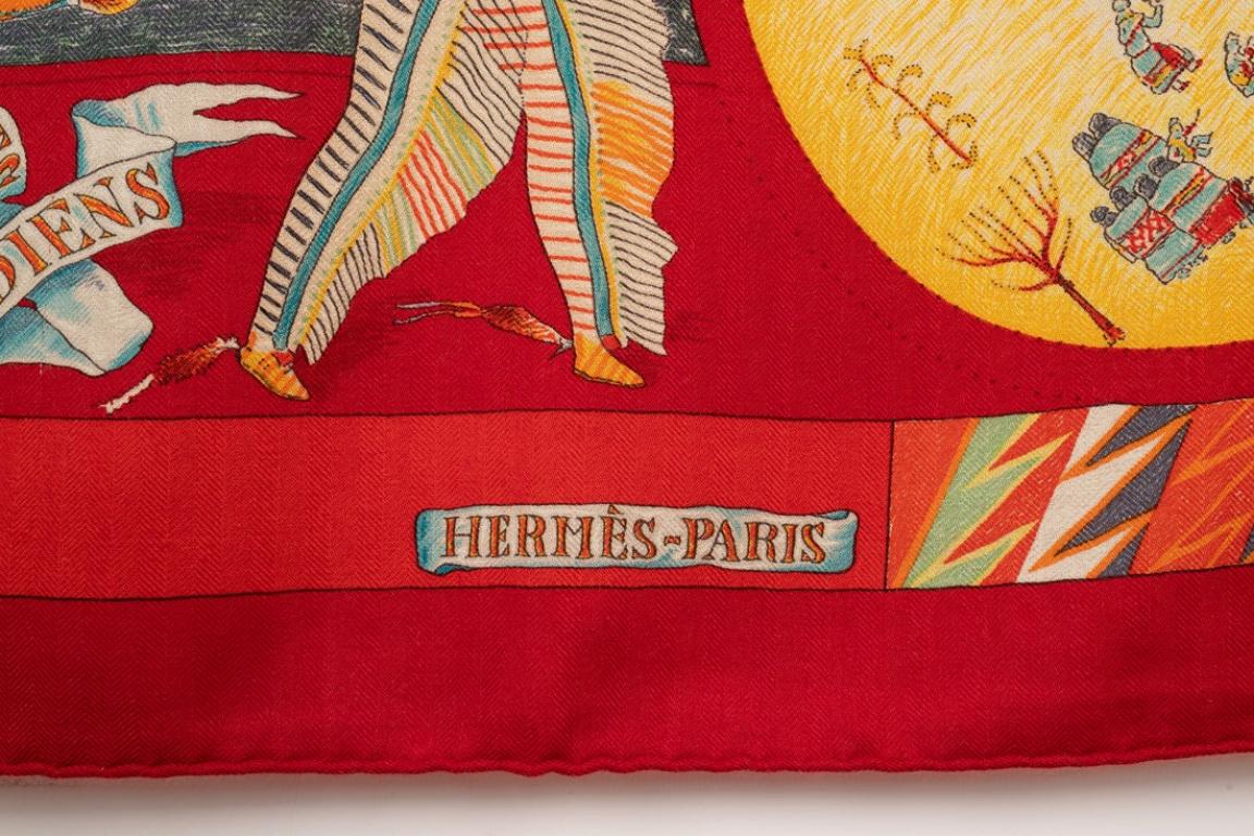 Hermès Silk and Cashmere Stole with the 'Indigenous Dances', 1999 In Good Condition For Sale In SAINT-OUEN-SUR-SEINE, FR