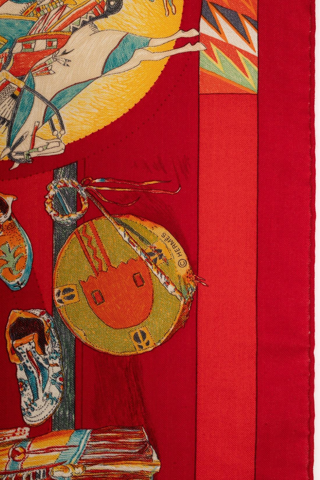 Women's Hermès Silk and Cashmere Stole with the 'Indigenous Dances', 1999 For Sale