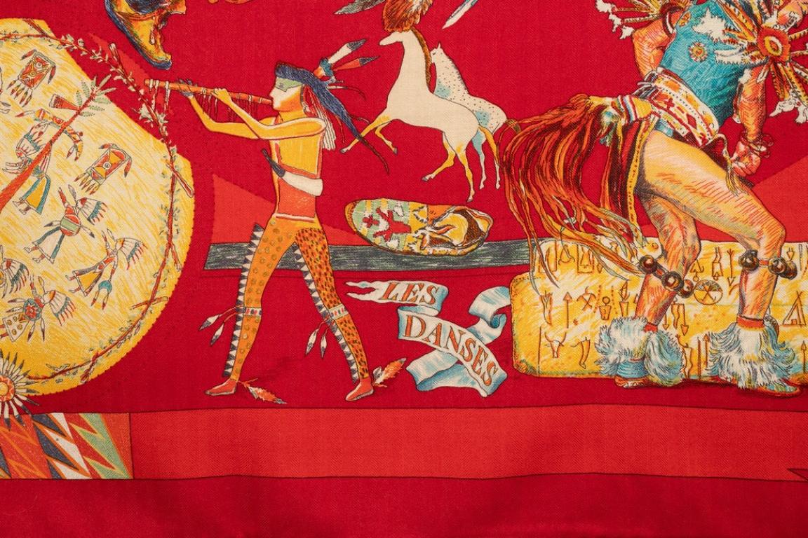 Hermès Silk and Cashmere Stole with the 'Indigenous Dances', 1999 For Sale 1