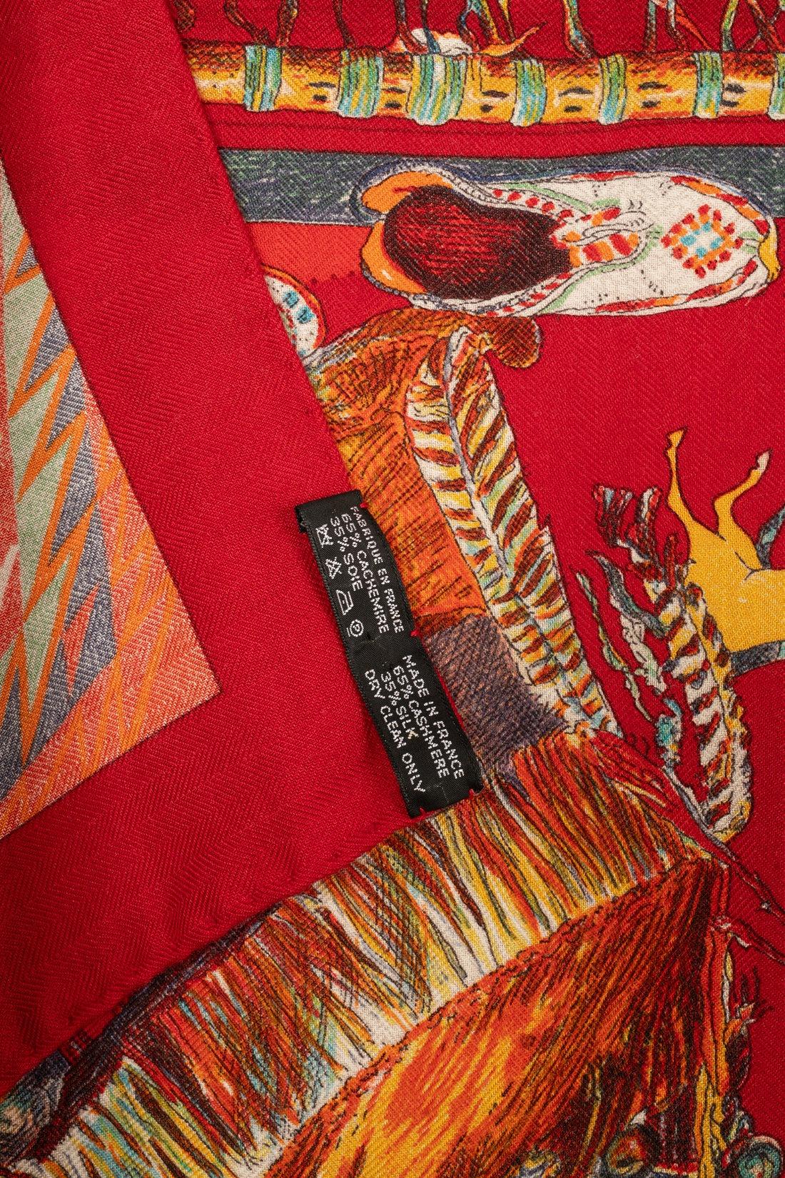 Hermès Silk and Cashmere Stole with the 'Indigenous Dances', 1999 For Sale 2