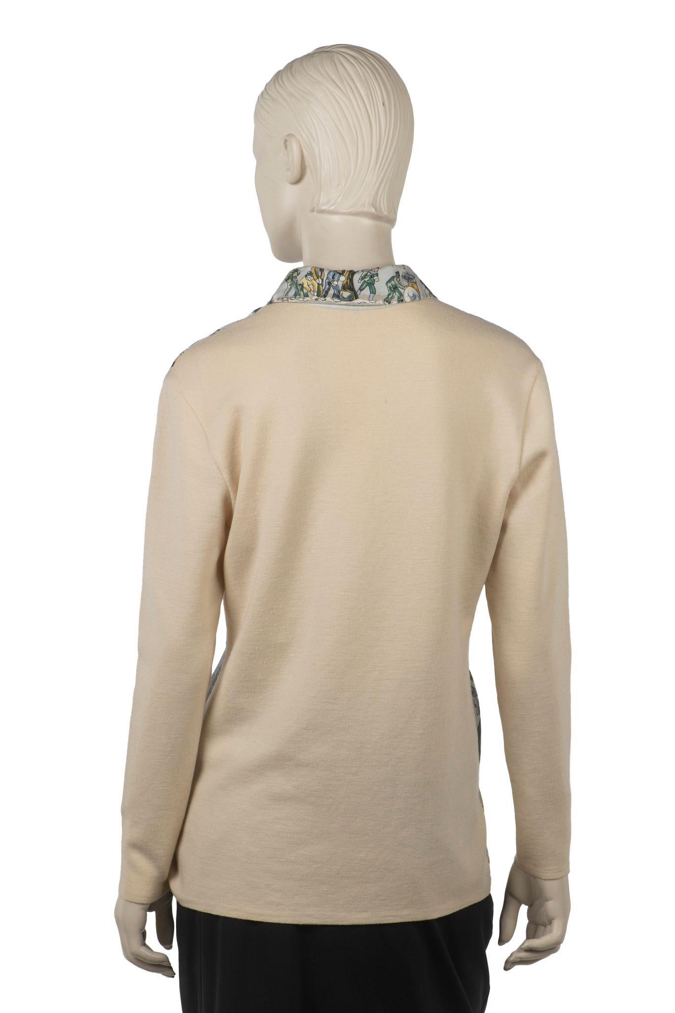 Grigio Camicia Hermès in seta e lana Niege d Antan. in vendita