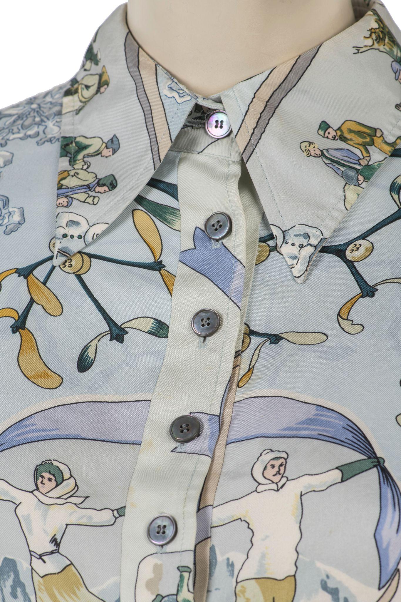 Donna Camicia Hermès in seta e lana Niege d Antan. in vendita