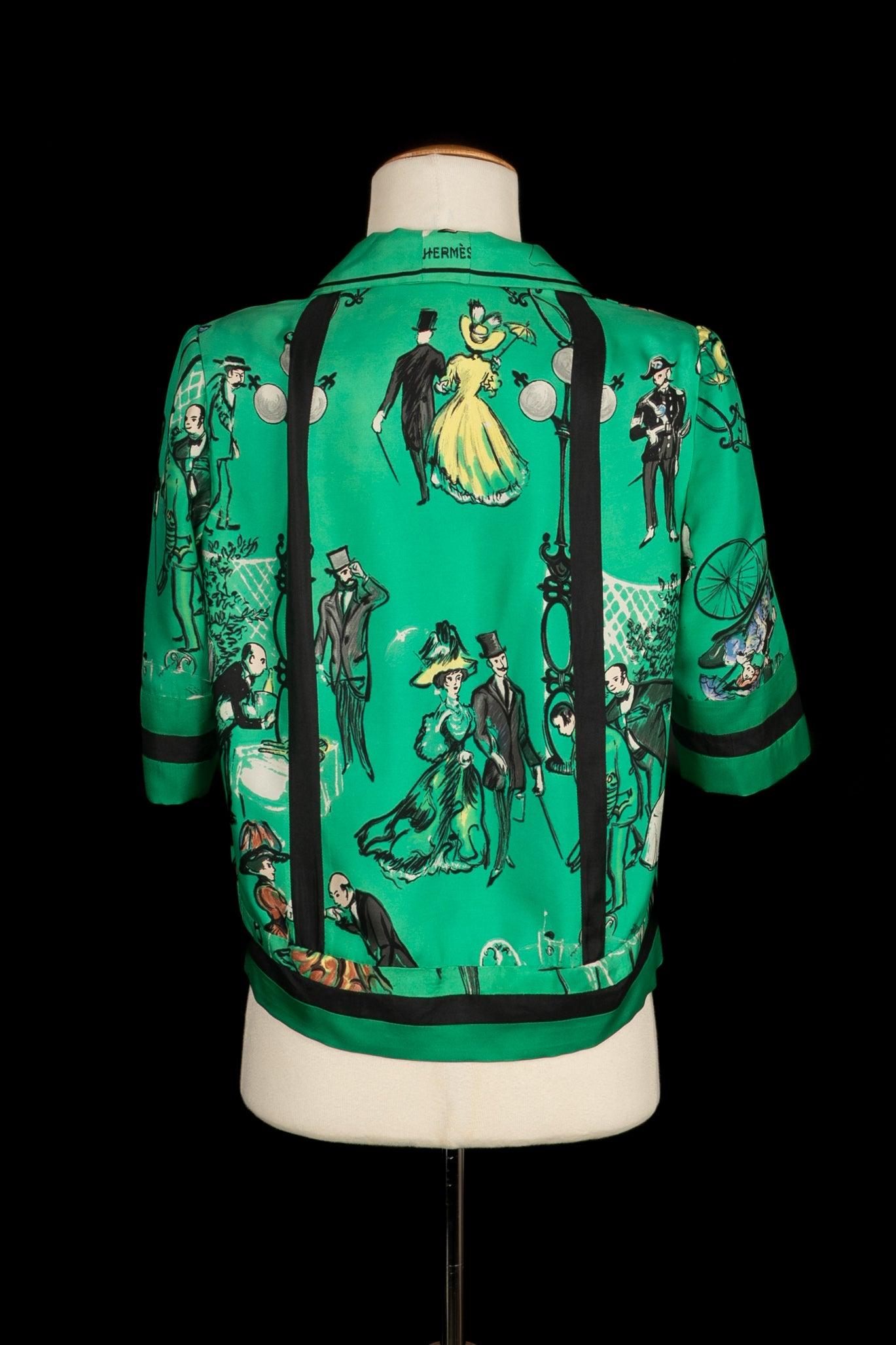 Blue Hermès Silk Blouse Top