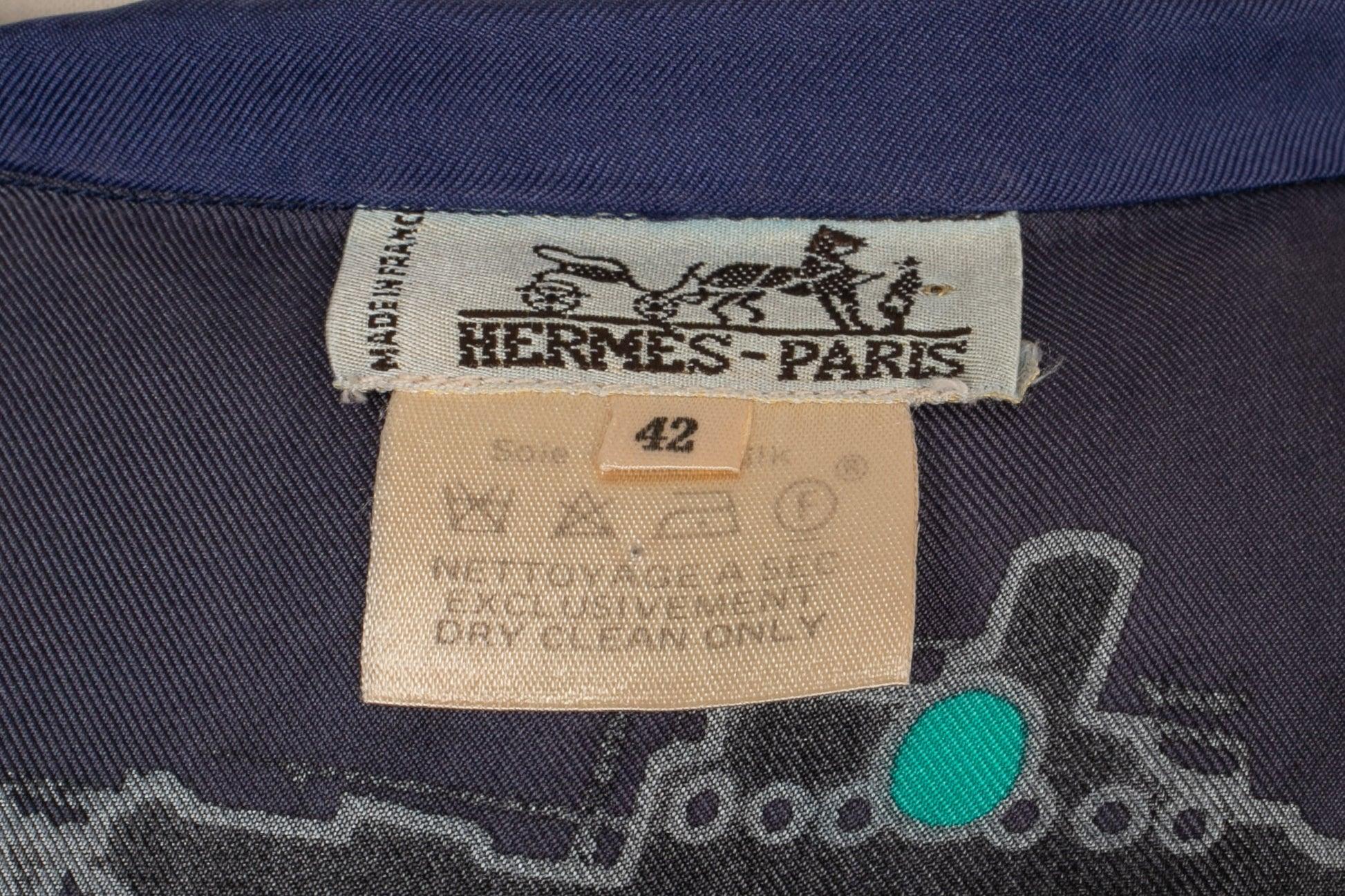 Hermès Silk Blue Silk Shirt For Sale 3