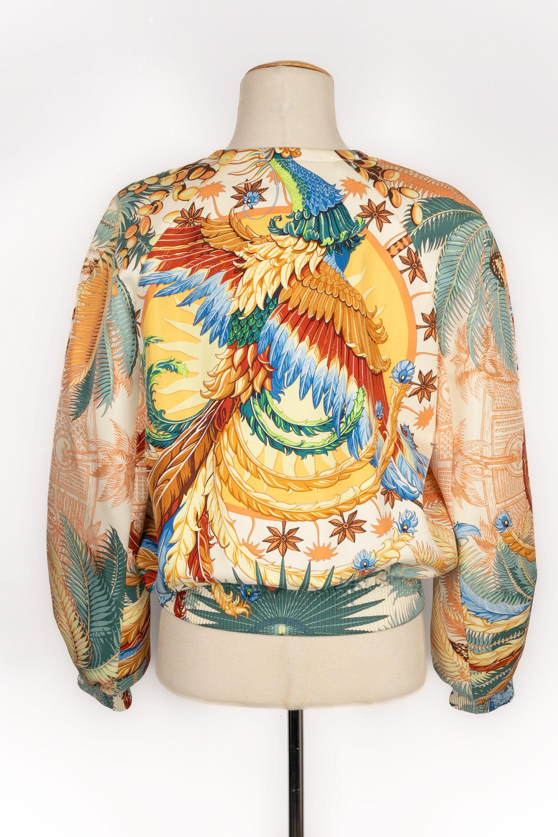 Beige Hermès Silk Bomber-style Jacket