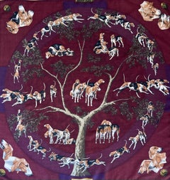 Echarpe en soie et cahmere Hermès "Le Poitevin" 1993