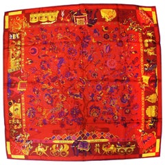 Hermes Silk Carre  Fantaises Idiennes, by Loic Dubigeon, Issued in 1985