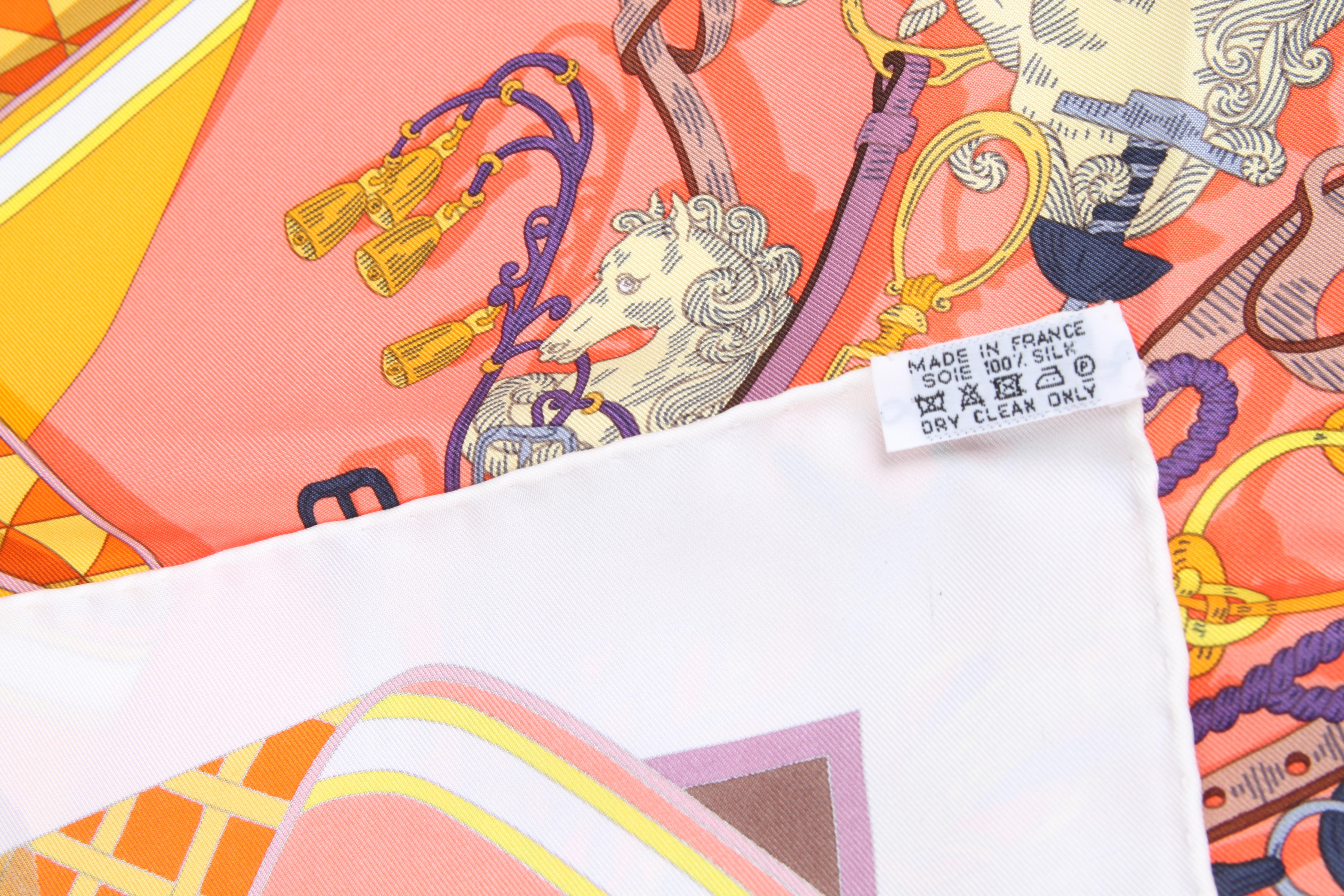 Hermes Silk Carre Scarf 'Bouquets Sellier' - orange/salmon/lilac/white In Excellent Condition In Baarn, NL