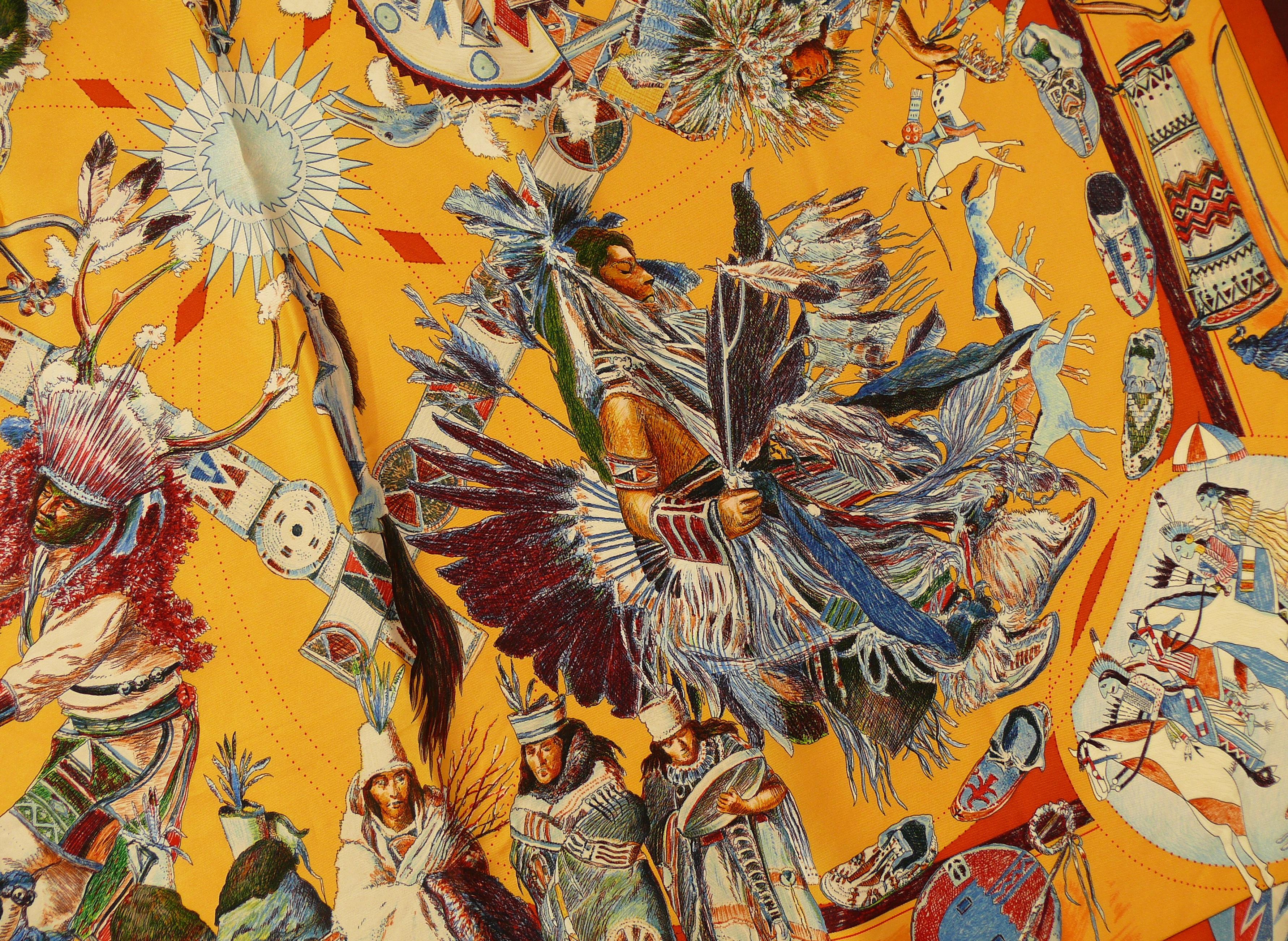Foulard Carre en soie Hermes Les Danses des Indiens par Kermit Oliver 3