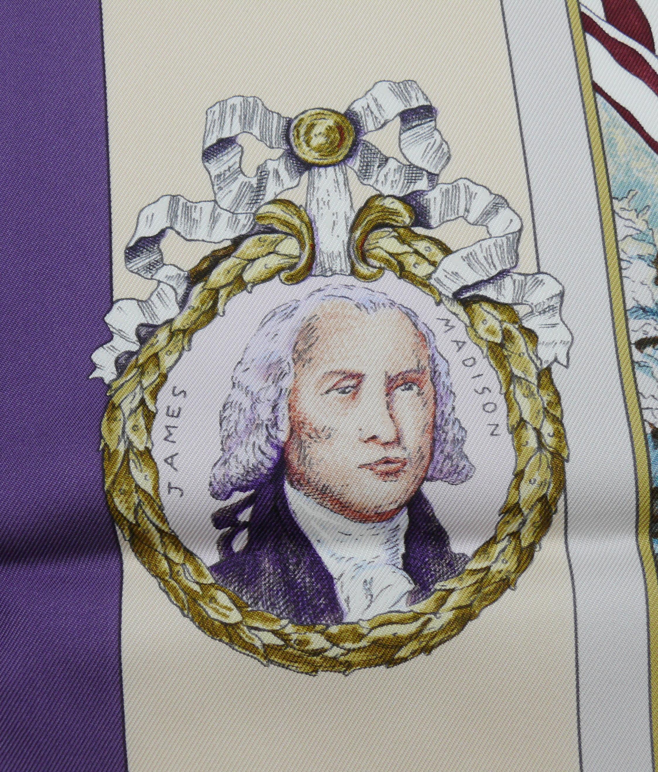 Hermes Silk Carre Scarf Marquis De Lafayette by Kermit Oliver 4