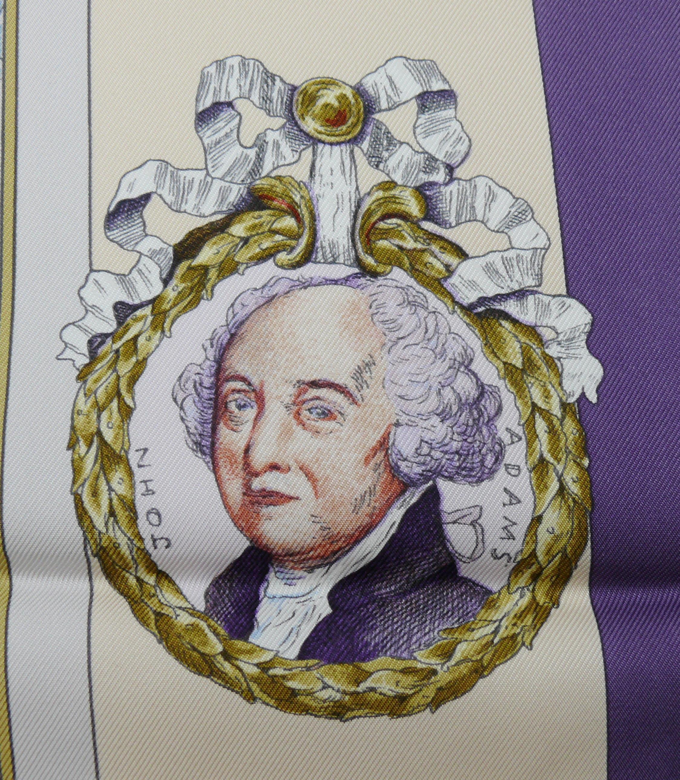 Hermes Silk Carre Scarf Marquis De Lafayette by Kermit Oliver In Good Condition In Nice, FR